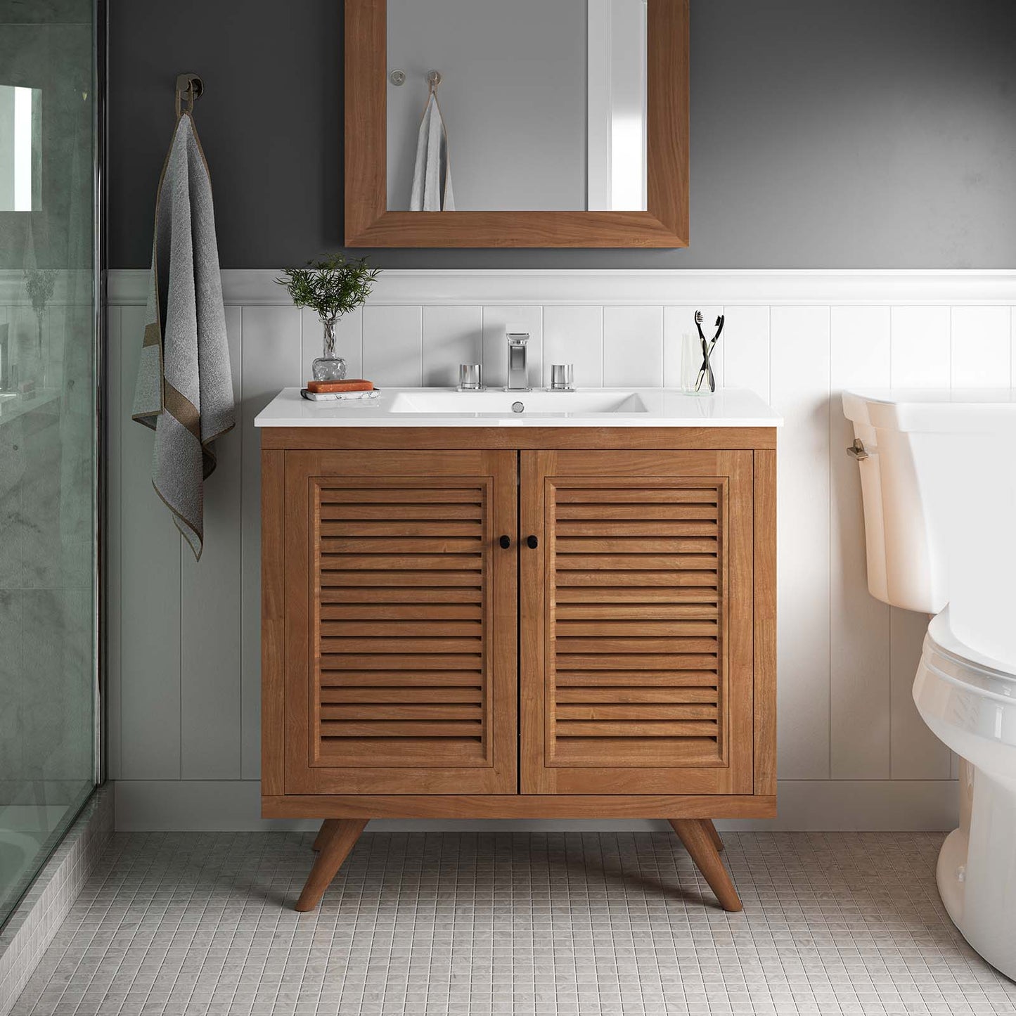Birdie 36" Teak Wood Bathroom Vanity Cabinet (Sink Basin Not Included) By Modway - EEI-5087 | Bathroom Accessories