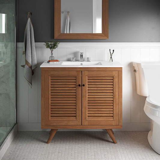 Birdie 36" Teak Wood Bathroom Vanity Cabinet (Sink Basin Not Included) By Modway - EEI-5087 | Bathroom Accessories