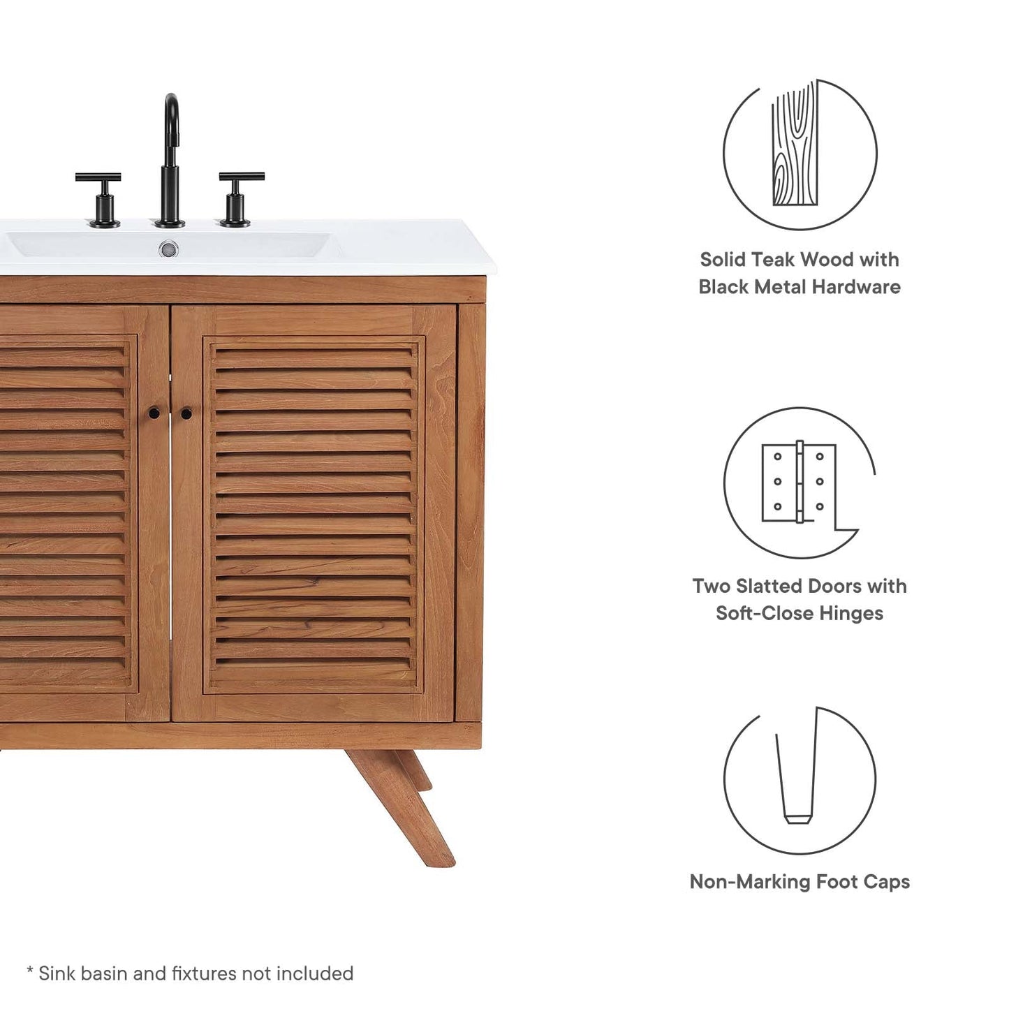 Birdie 36" Teak Wood Bathroom Vanity Cabinet (Sink Basin Not Included) By Modway - EEI-5087 | Bathroom Accessories - 8