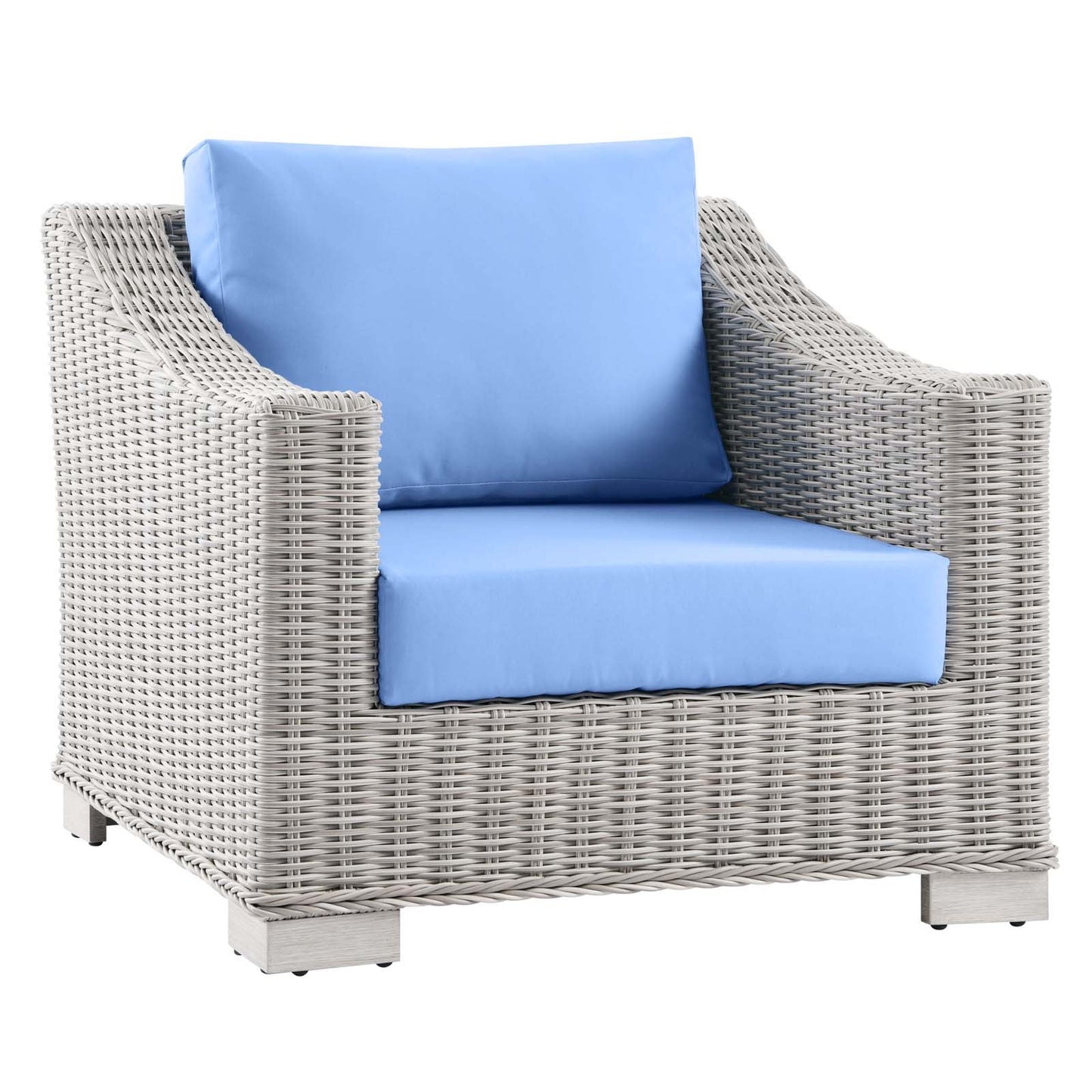 Modway Conway Outdoor Patio Wicker Rattan 2-Piece Armchair and Ottoman Set | Outdoor Chairs | 