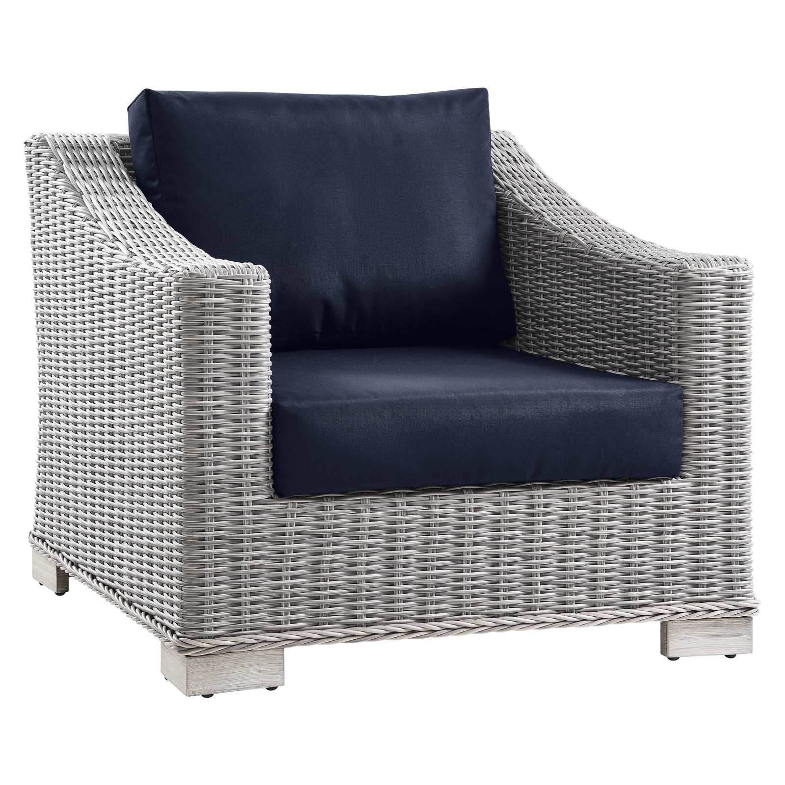 Modway Conway Outdoor Patio Wicker Rattan 2-Piece Armchair and Ottoman Set | Outdoor Chairs | 