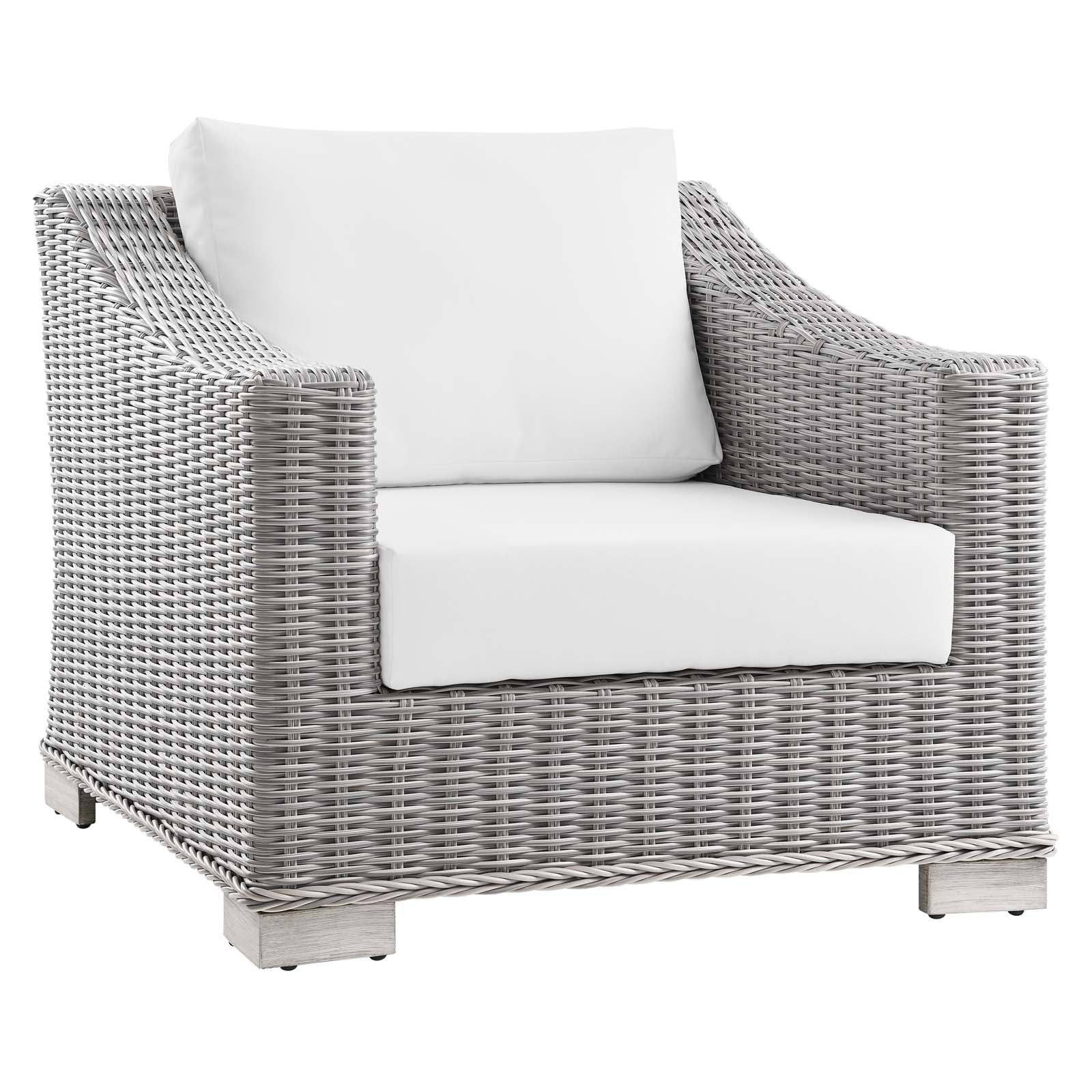 Modway Conway Outdoor Patio Wicker Rattan 2-Piece Armchair and Ottoman Set | Outdoor Chairs | 
