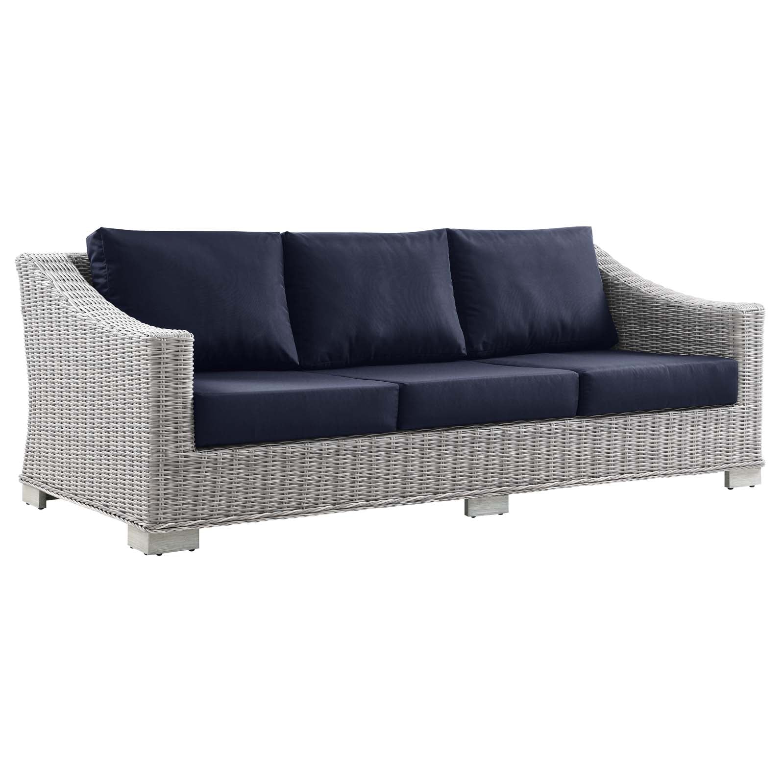 Modway Conway 4-Piece Outdoor Patio Wicker Rattan Furniture Set | Outdoor Sofas, Loveseats & Sectionals | 