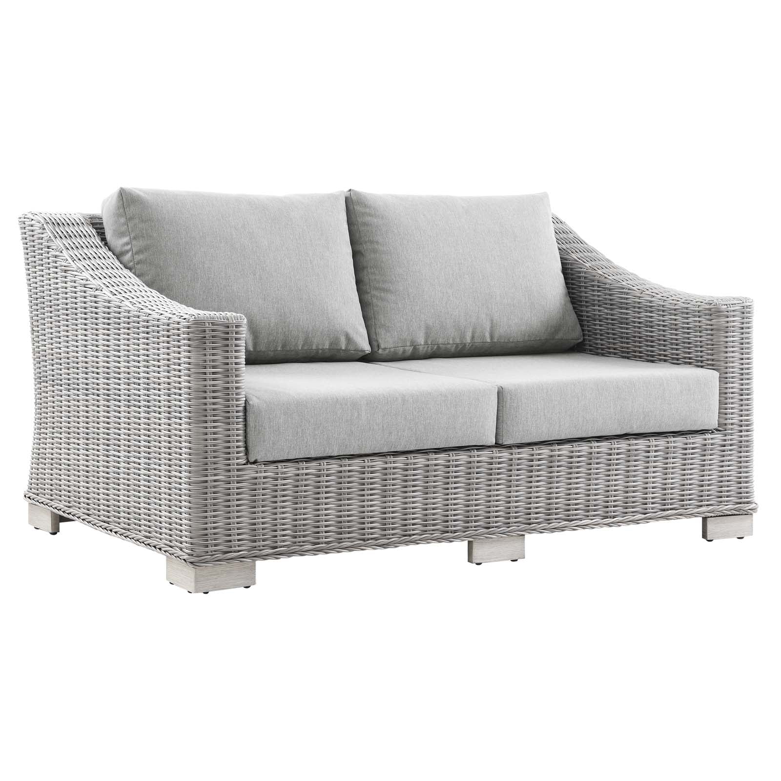 Modway Conway 5-Piece Outdoor Patio Wicker Rattan Furniture Set | Outdoor Sofas, Loveseats & Sectionals | 