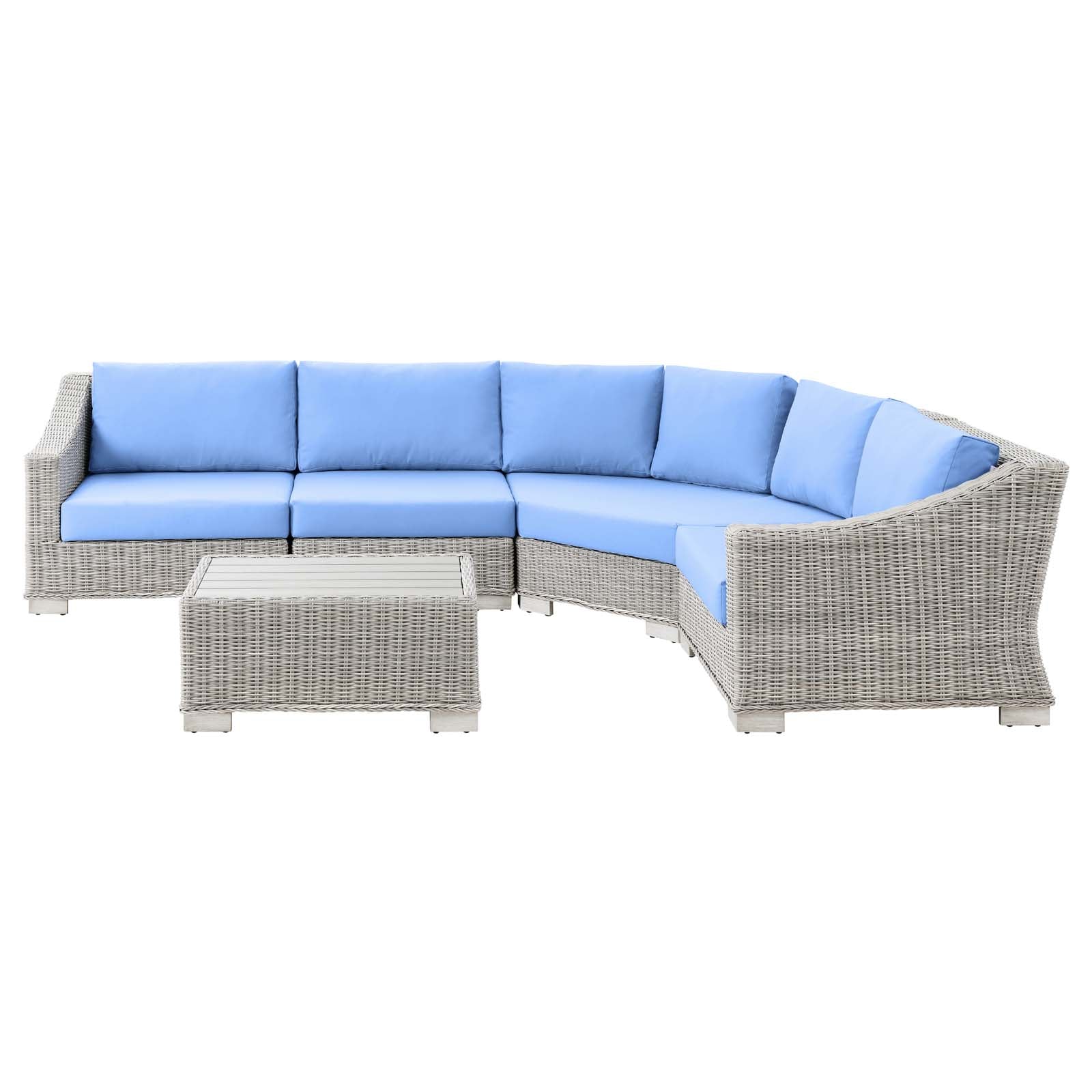 Modway Conway Outdoor Patio Wicker Rattan 5-Piece Sectional Sofa Furniture Set | Outdoor Sofas, Loveseats & Sectionals | 