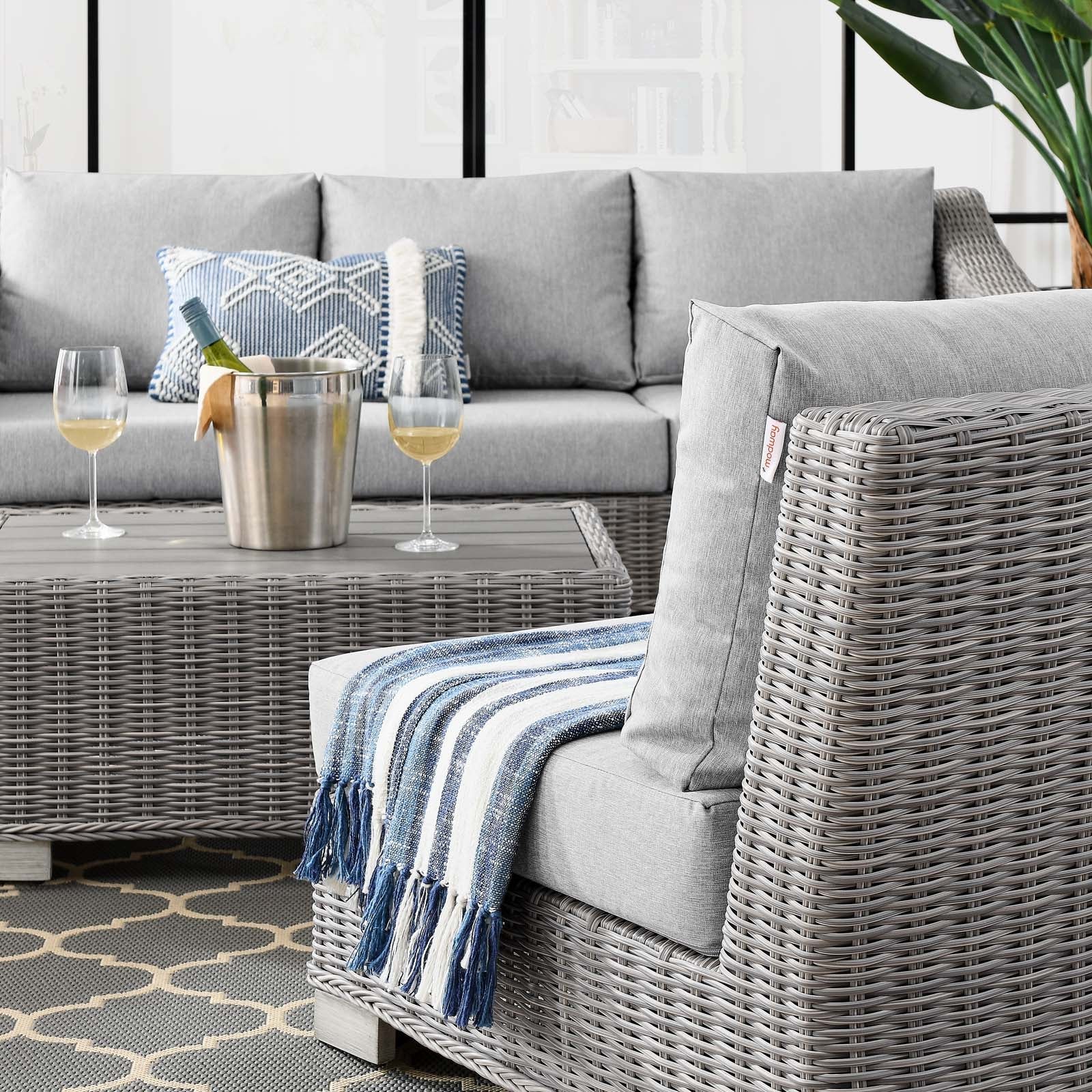 Modway Conway 5-Piece Outdoor Patio Wicker Rattan Furniture Set | Outdoor Sofas, Loveseats & Sectionals