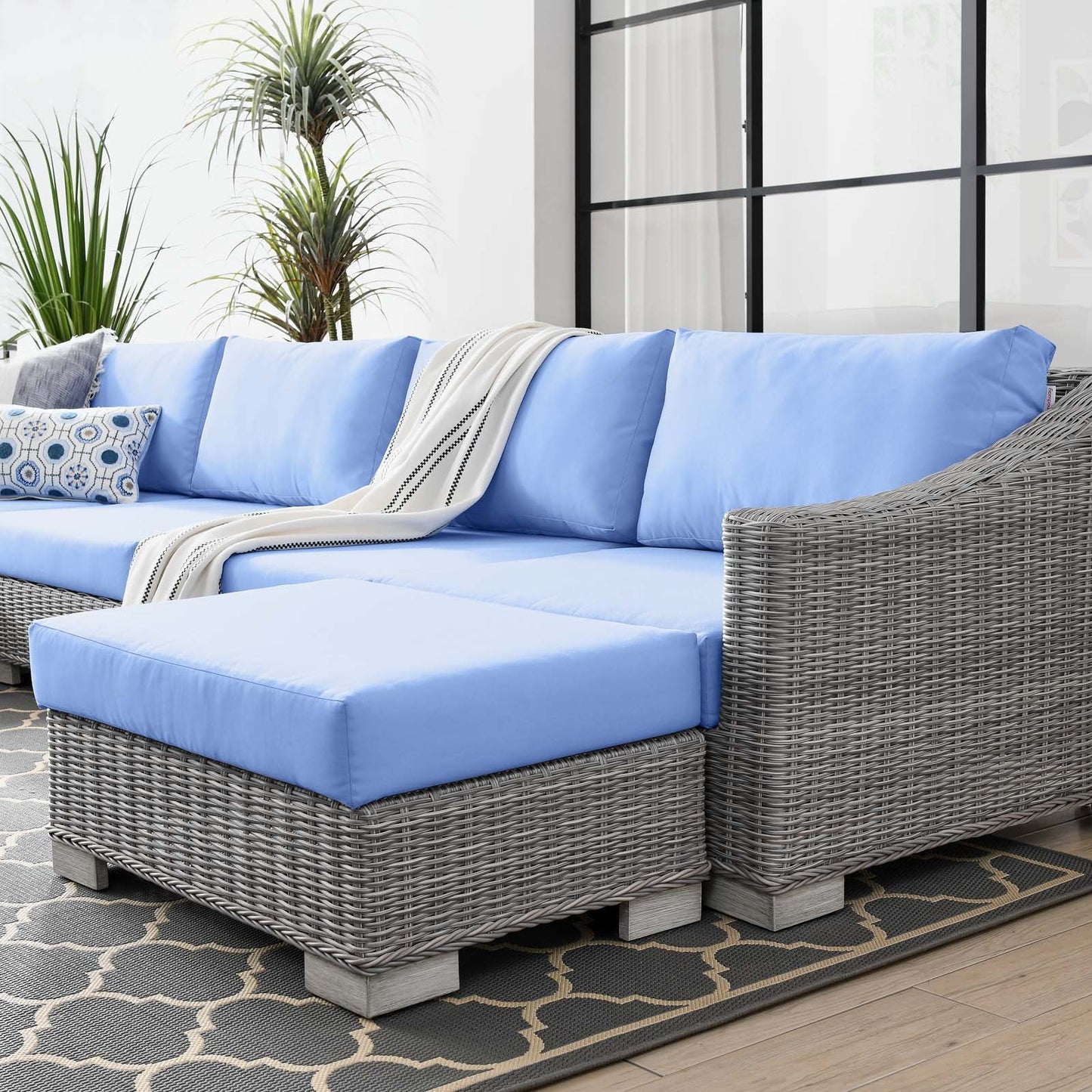 Modway Conway Outdoor Patio Wicker Rattan 6-Piece Sectional Sofa Furniture Set - EEI-5099