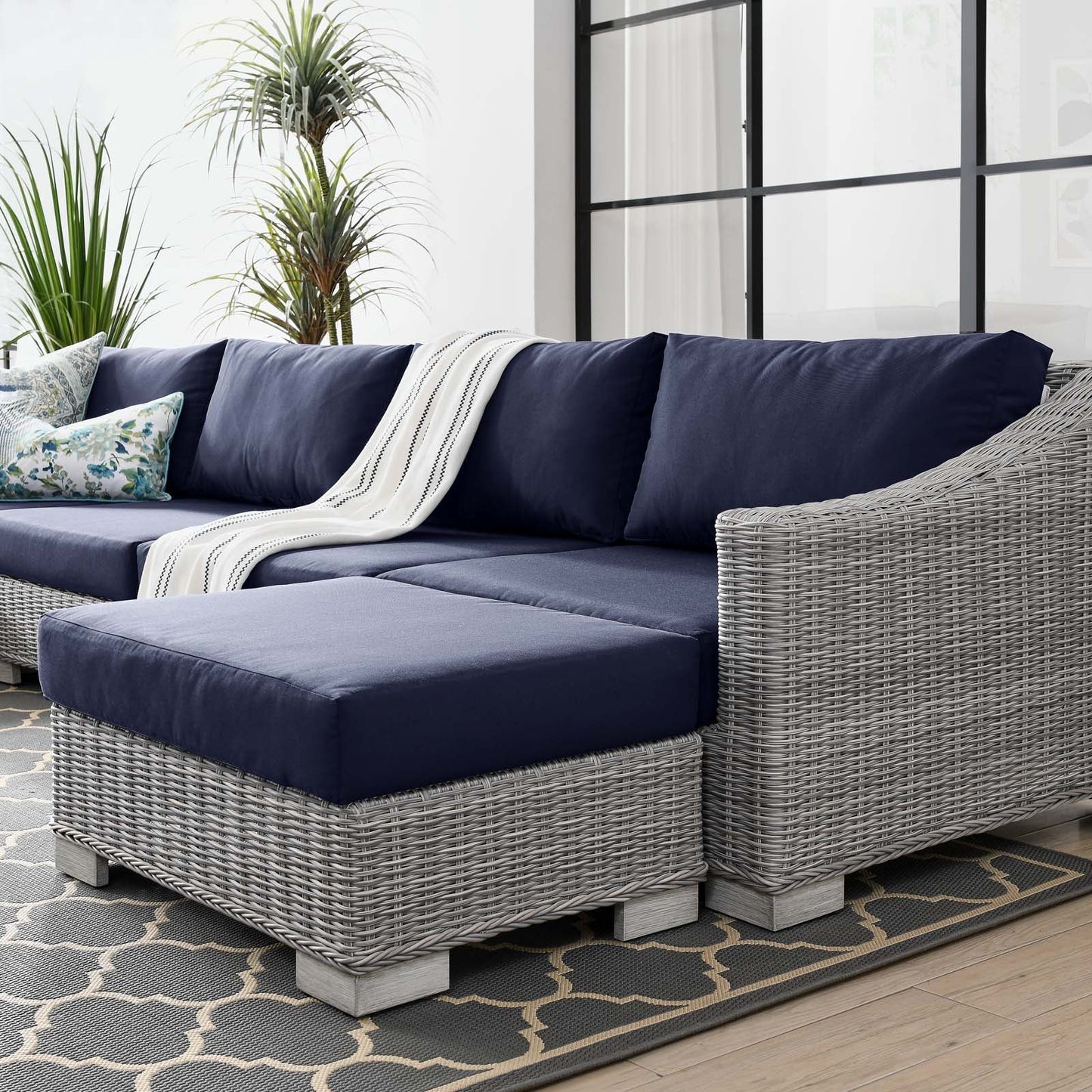 Modway Conway Outdoor Patio Wicker Rattan 6-Piece Sectional Sofa Furniture Set - EEI-5099