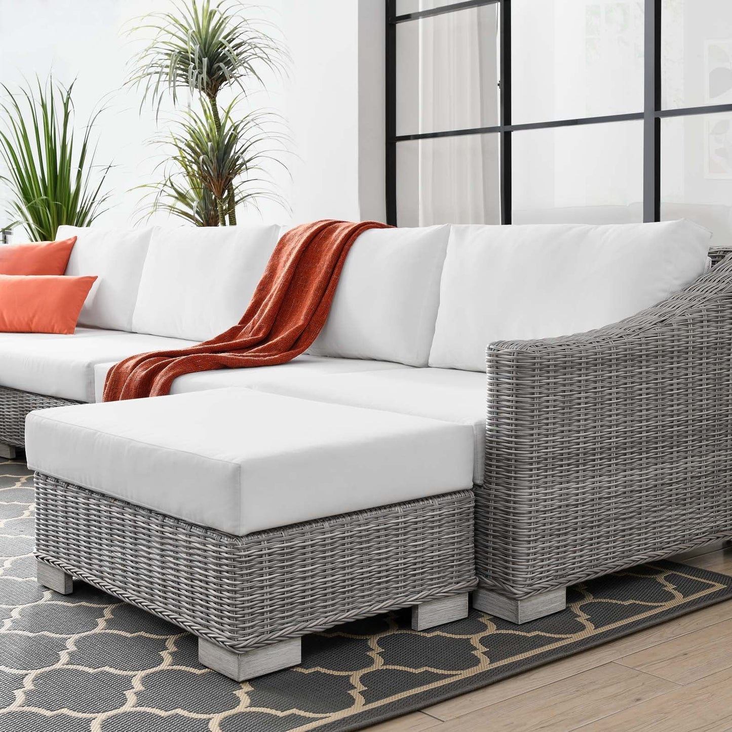 Modway Conway Outdoor Patio Wicker Rattan 6-Piece Sectional Sofa Furniture Set - EEI-5099