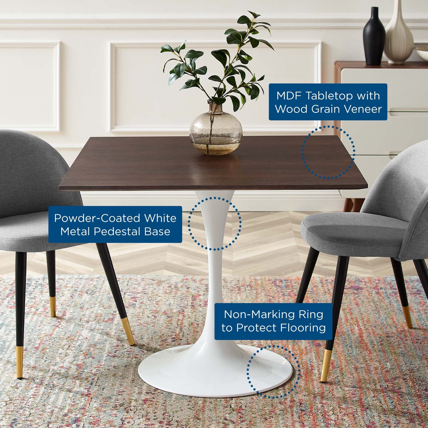 Modway Lippa 36" Square Dining Table | Dining Tables | Modishstore-5