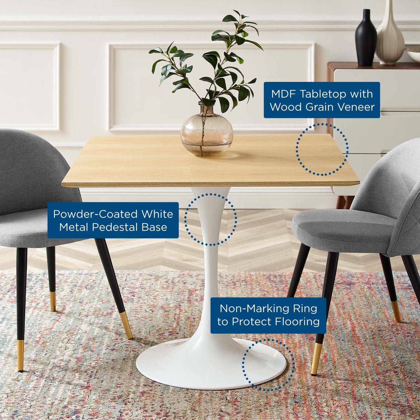 Modway Lippa 36" Square Dining Table | Dining Tables | Modishstore-5