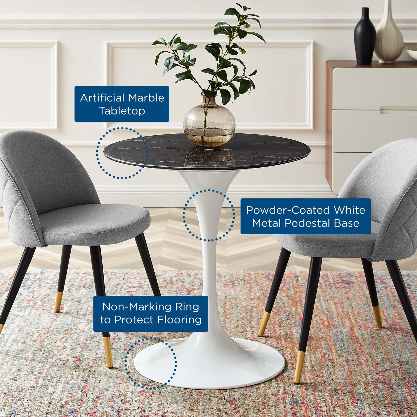 Modway Lippa 28" Artificial Marble Dining Table | Dining Tables | Modishstore-5