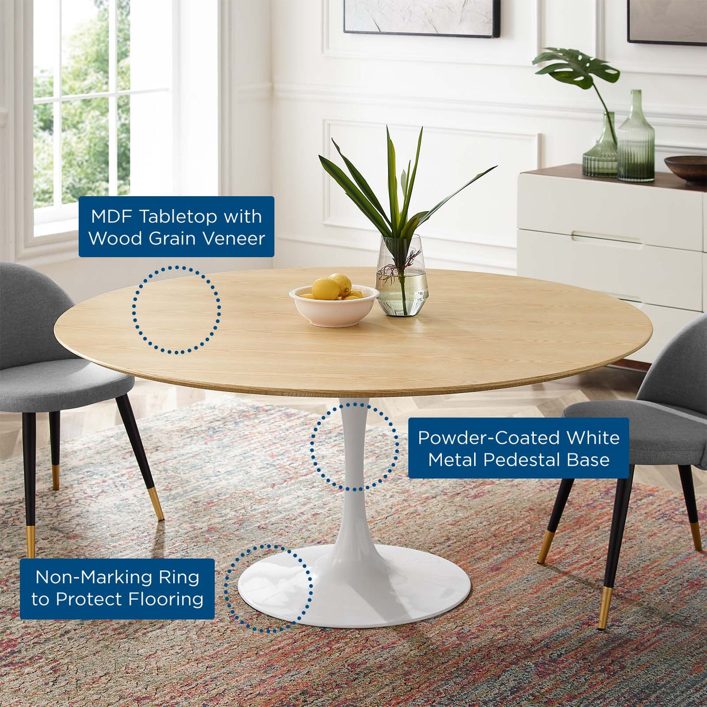 Modway Lippa 60" Dining Table | Dining Tables | Modishstore-5