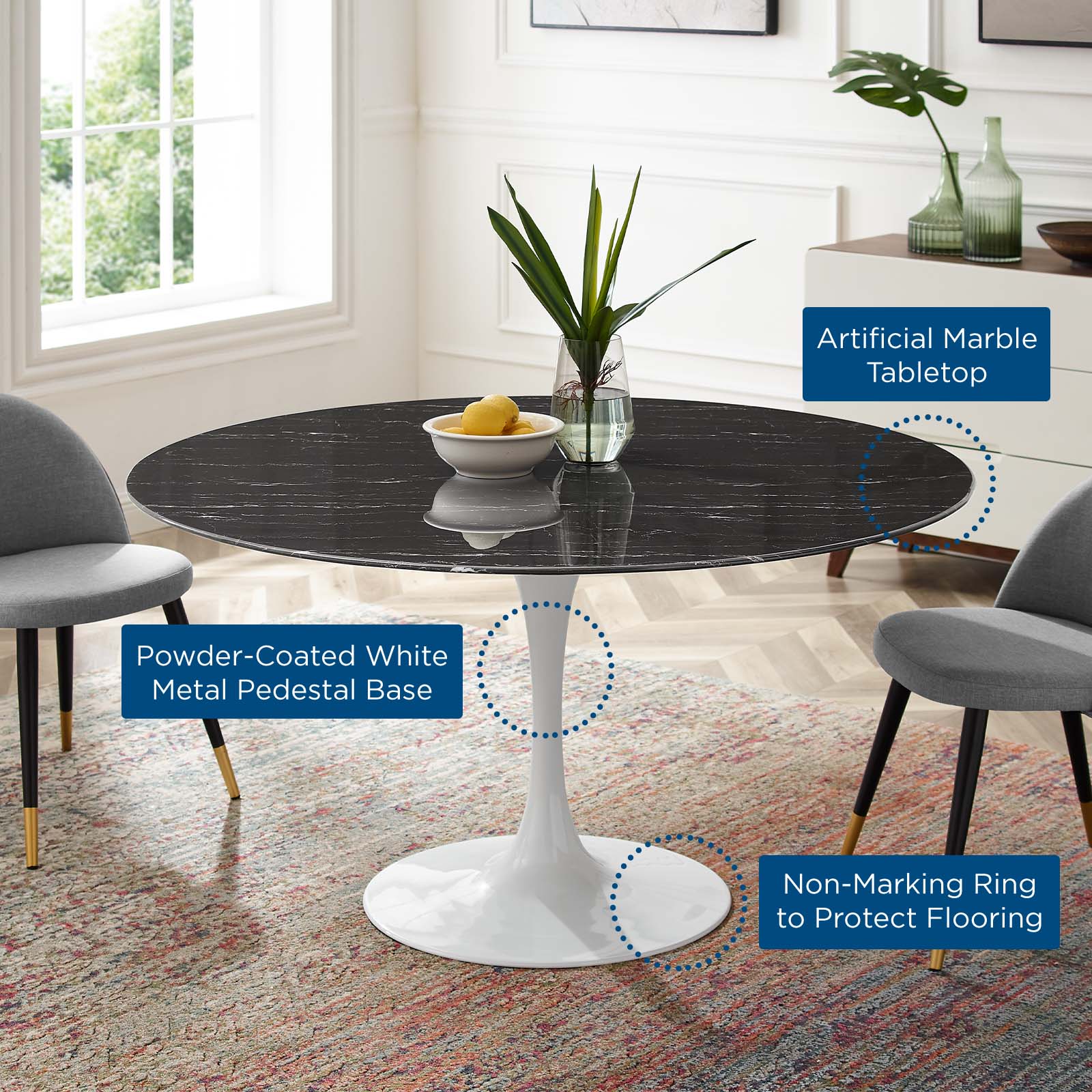 Modway Lippa 54" Artificial Marble Dining Table | Dining Tables | Modishstore-5