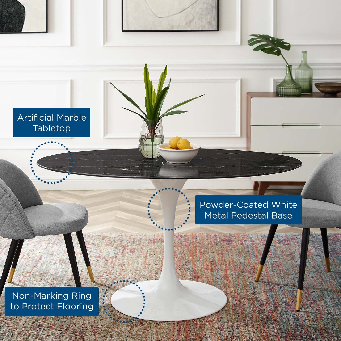 Modway Lippa 54" Artificial Marble Dining Table | Dining Tables | Modishstore-5