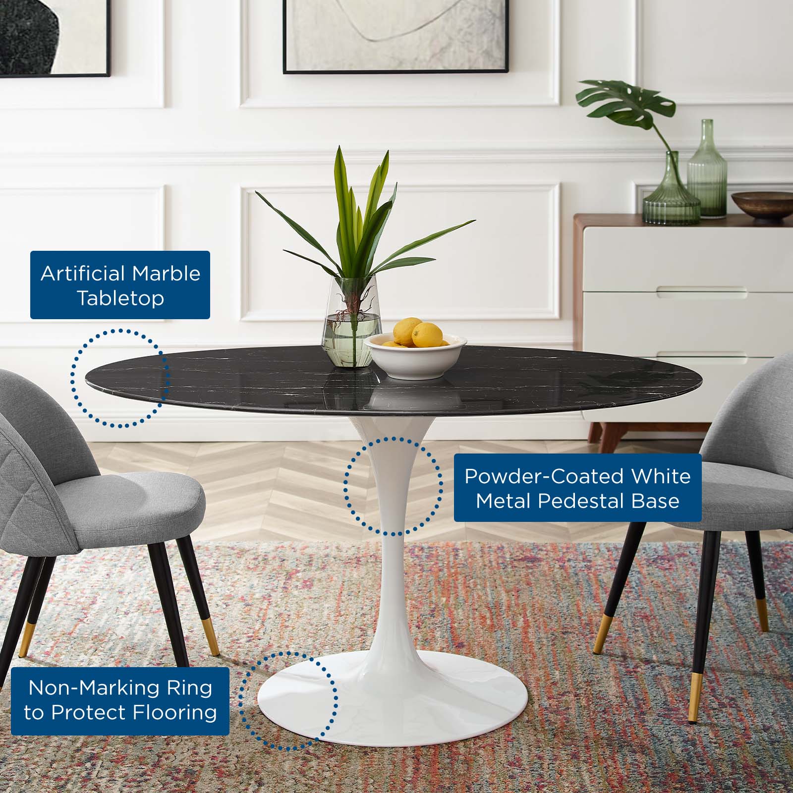 Modway Lippa 54" Artificial Marble Dining Table | Dining Tables | Modishstore-5