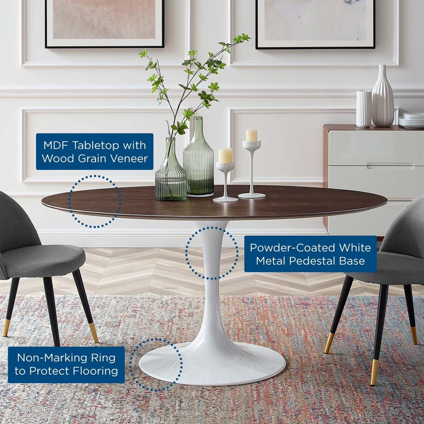 Modway Lippa 60" Oval Dining Table | Dining Tables | Modishstore-5