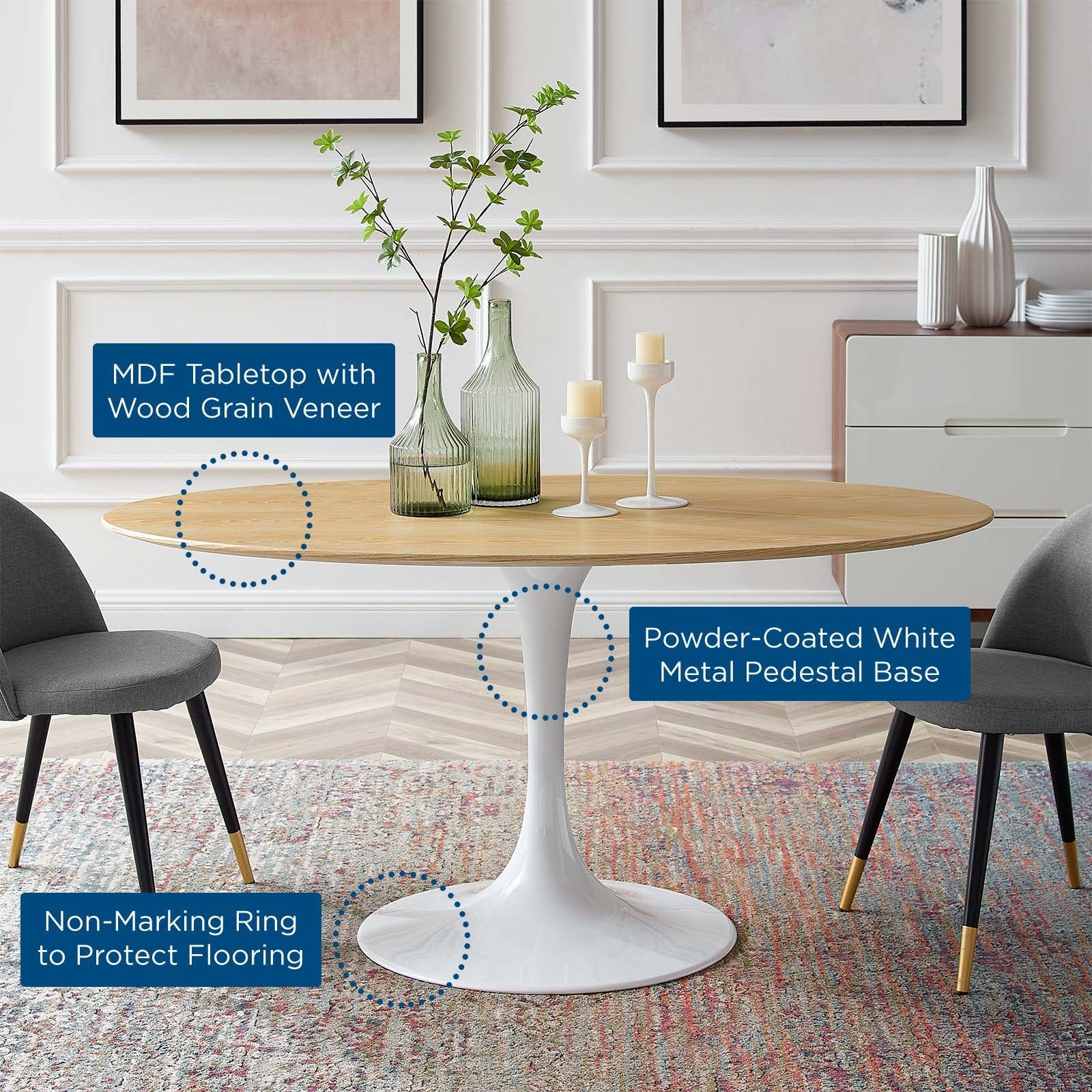 Modway Lippa 60" Oval Dining Table | Dining Tables | Modishstore-5