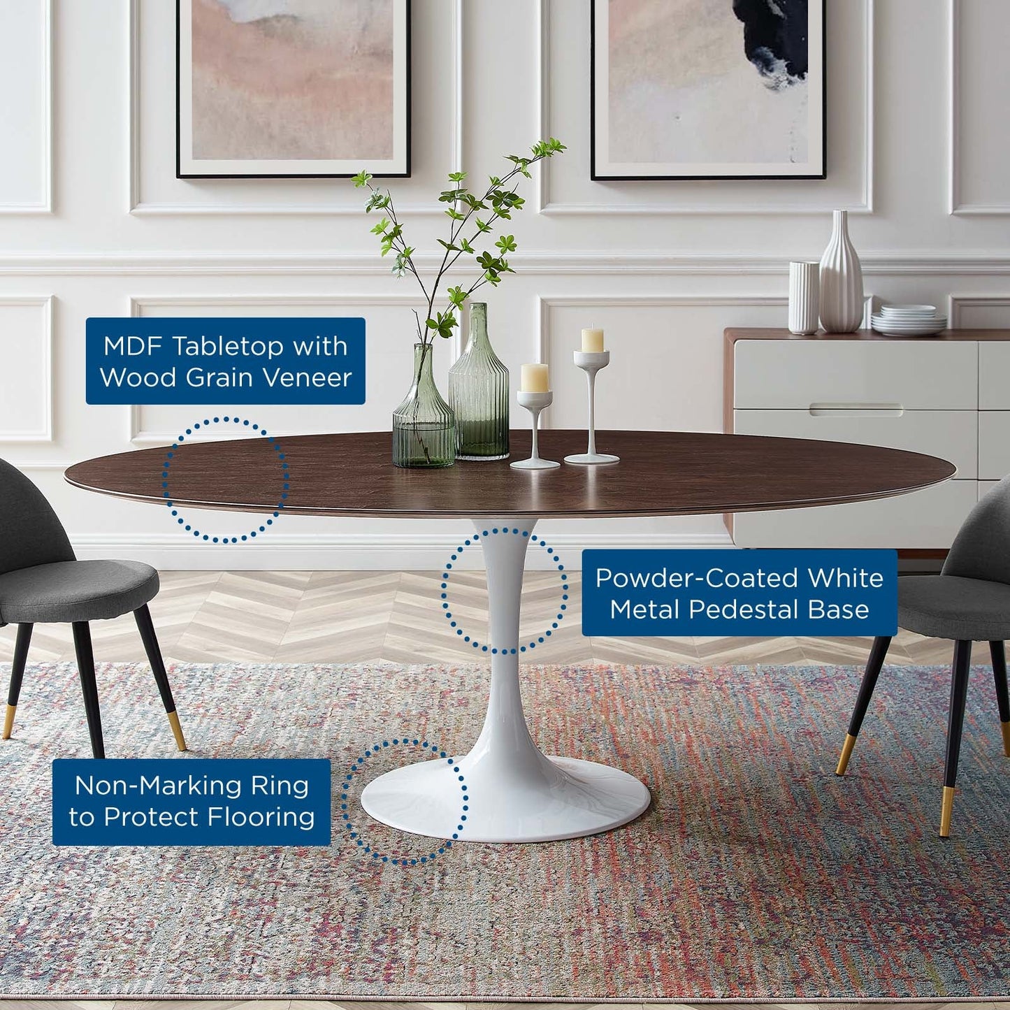 Modway Lippa 78" Oval Dining Table | Dining Tables | Modishstore-5