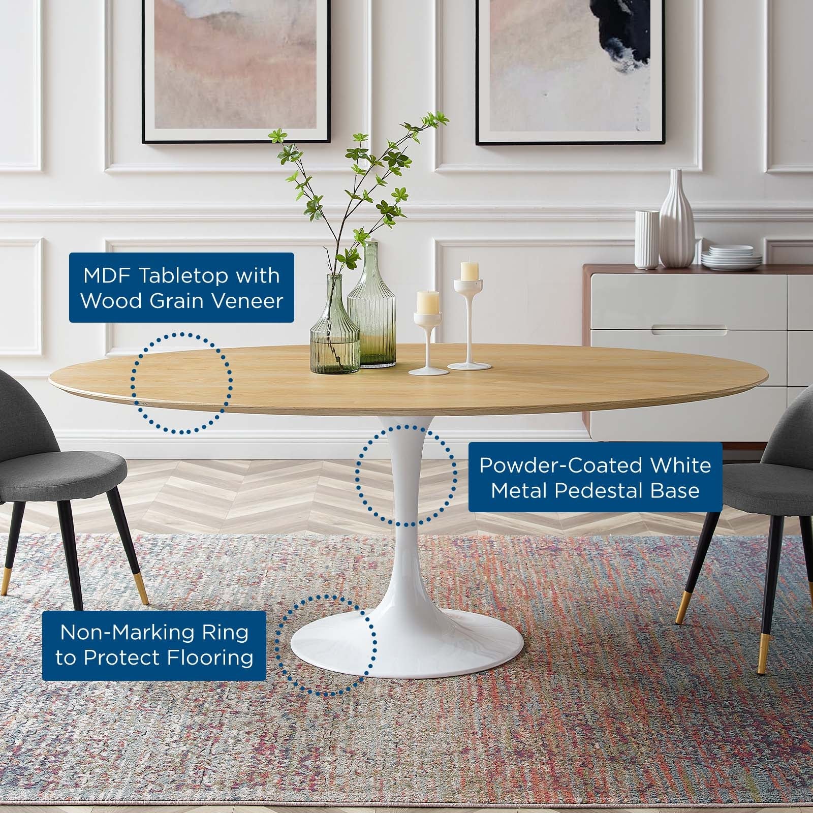 Modway Lippa 78" Oval Dining Table | Dining Tables | Modishstore-5
