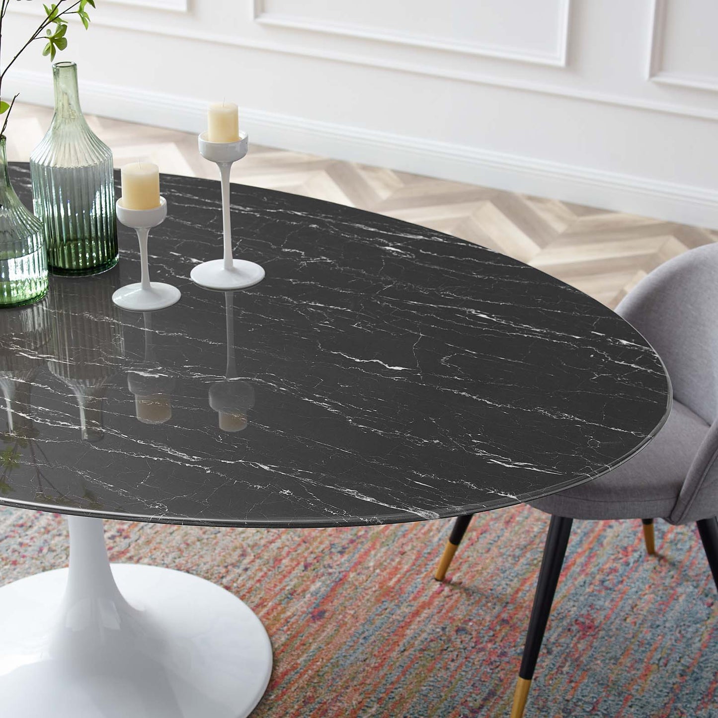 Modway Lippa 78" Oval Artificial Marble Dining Table | Dining Tables | Modishstore-5