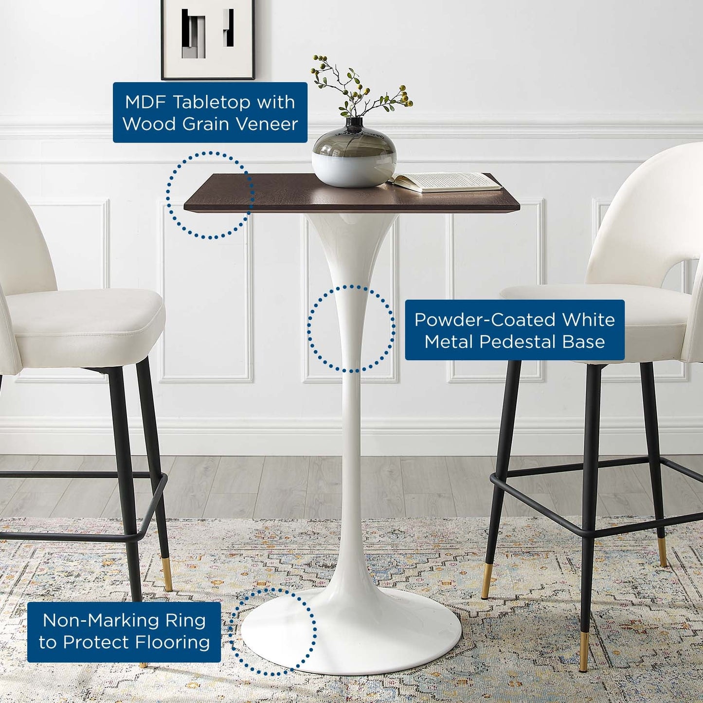 Modway Lippa 28" Square Bar Table | Bar Table | Modishstore-5