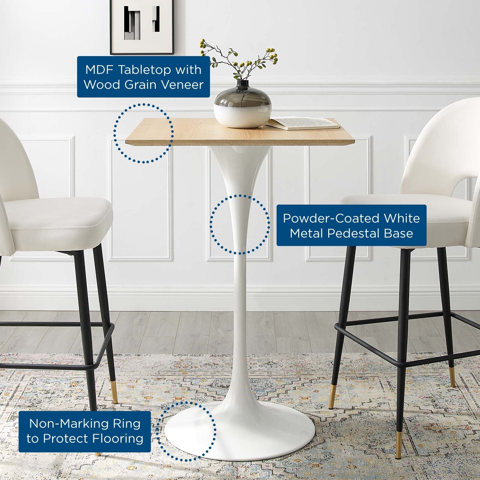 Modway Lippa 28" Square Bar Table | Dining Tables | Modishstore-6