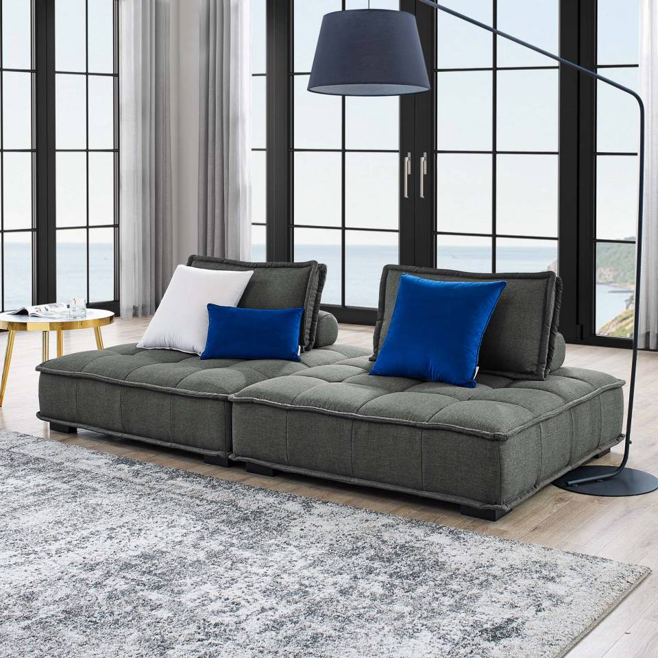 Modway Saunter Tufted Fabric Fabric 2-Piece Loveseat | Loveseats | Modishstore-9