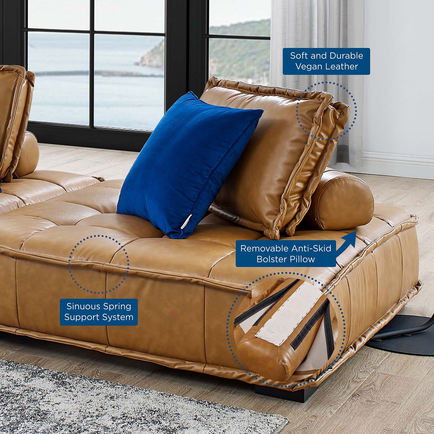 Modway Saunter Tufted Vegan Leather Vegan Leather 2-Piece Loveseat | Sofas | Modishstore-5