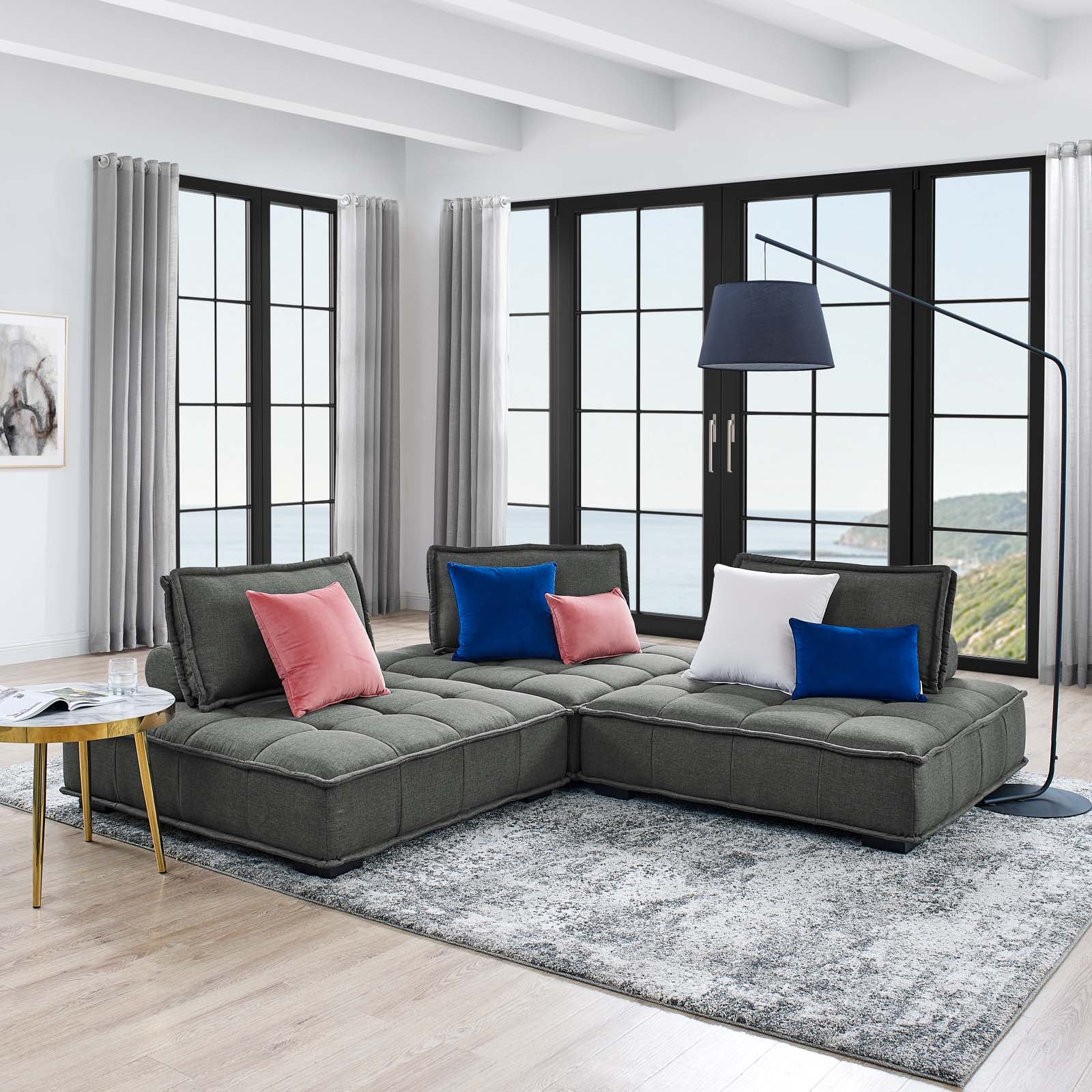 Modway Saunter Tufted Fabric Fabric 3-Piece Sofa | Sofas | Modishstore-17