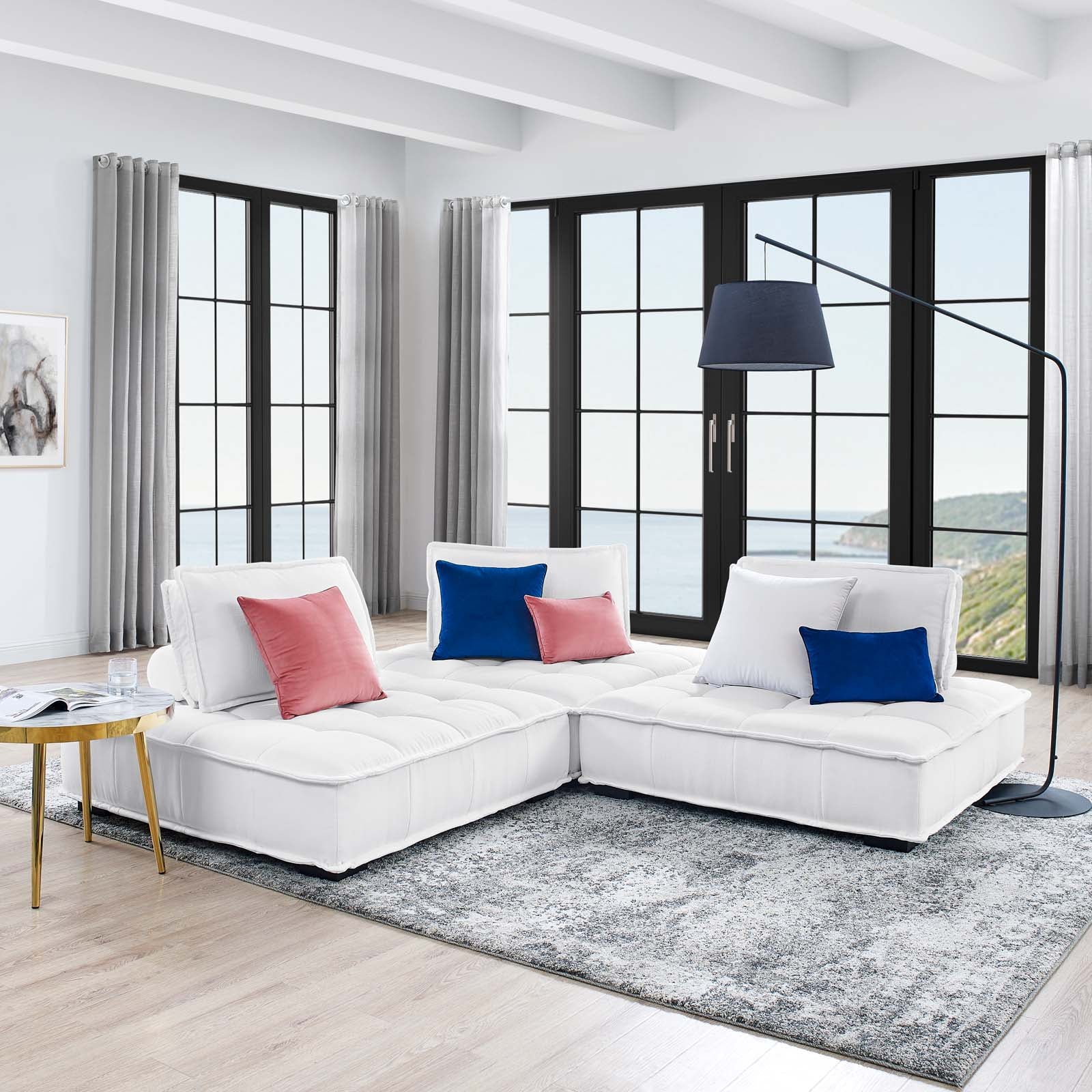 Modway Saunter Tufted Fabric Fabric 3-Piece Sofa | Sofas | Modishstore-40