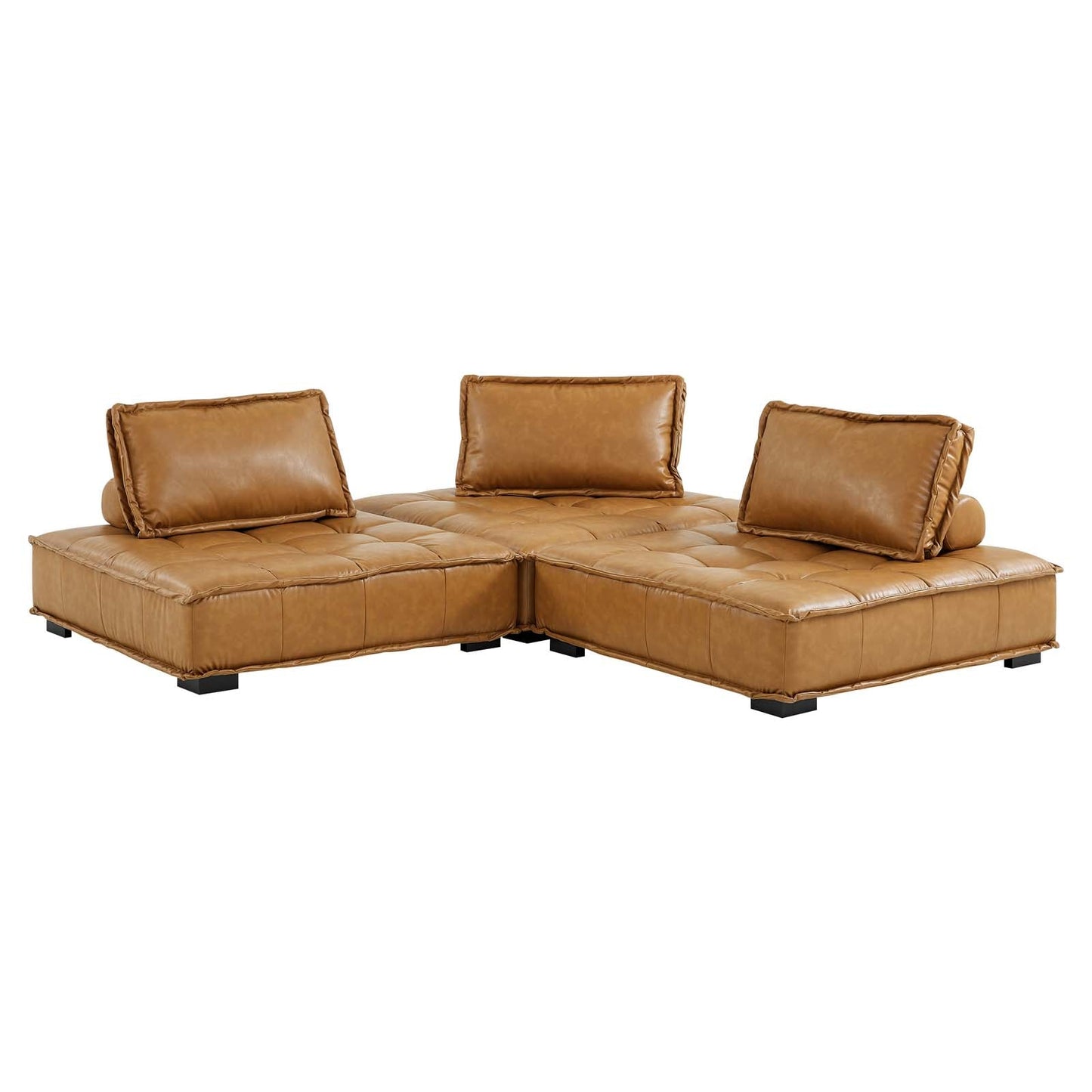 Modway Saunter Tufted Vegan Leather Vegan Leather 3-Piece Sofa | Sofas | Modishstore-5