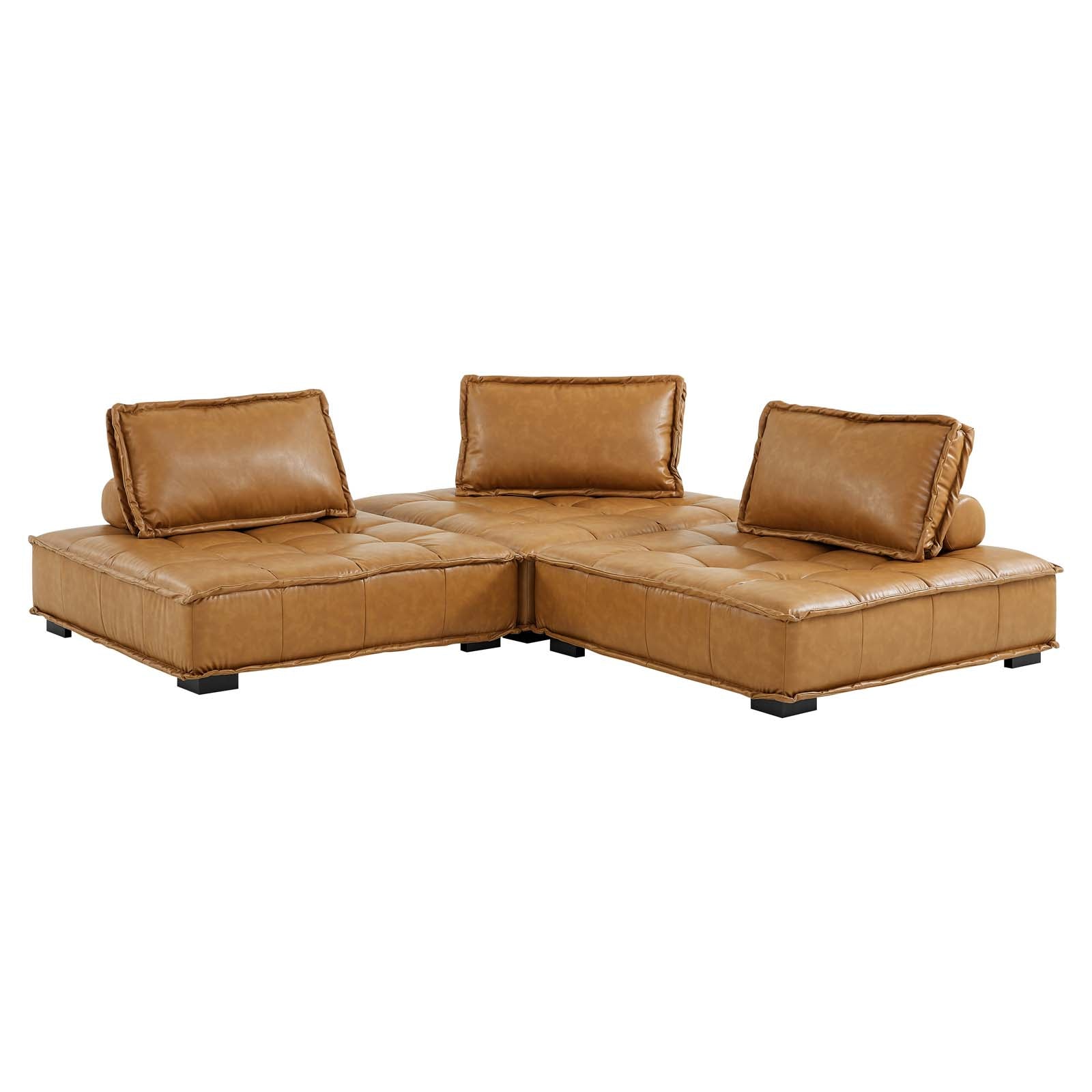 Modway Saunter Tufted Vegan Leather Vegan Leather 3-Piece Sofa | Sofas | Modishstore-5