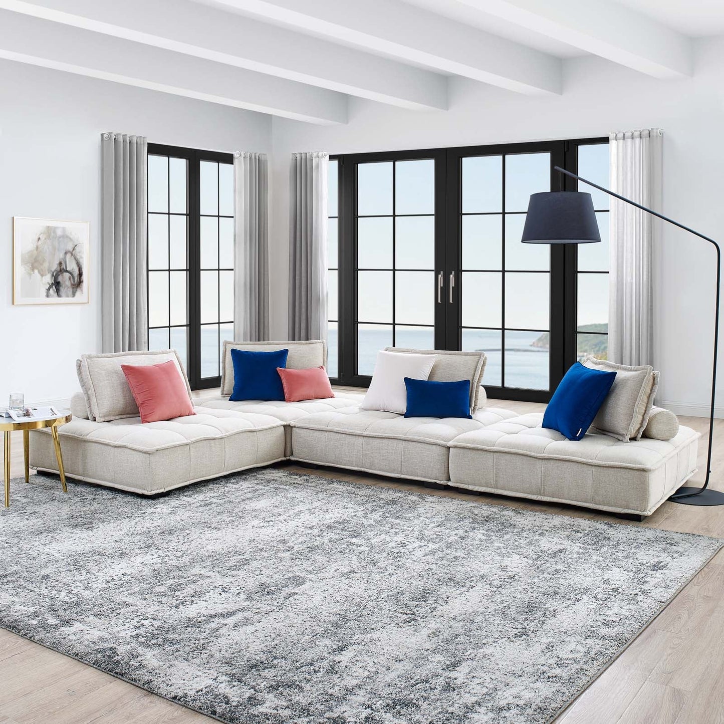 Modway Saunter Tufted Fabric Fabric 4-Piece Sectional Sofa | Sofas | Modishstore-9
