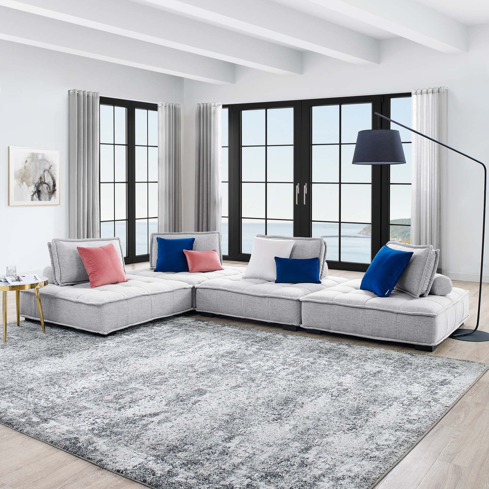 Modway Saunter Tufted Fabric Fabric 4-Piece Sectional Sofa | Sofas | Modishstore-25