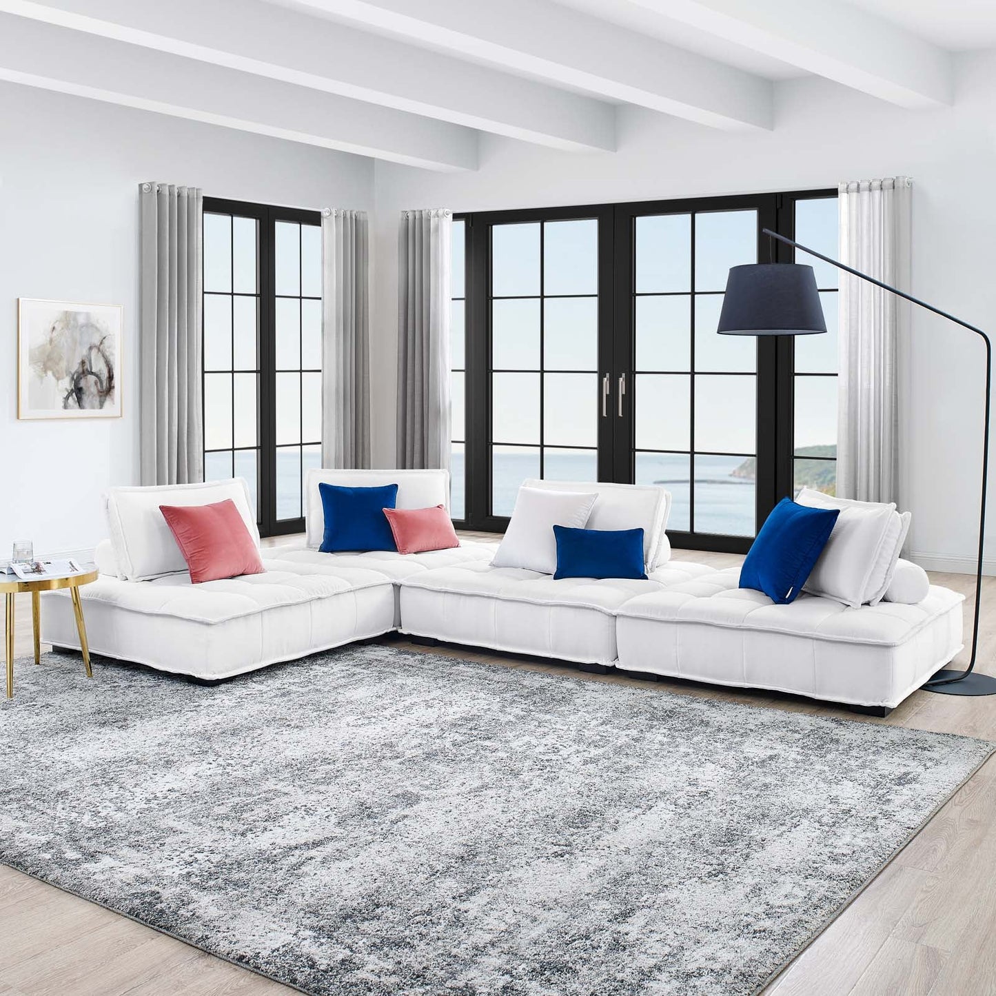 Modway Saunter Tufted Fabric Fabric 4-Piece Sectional Sofa | Sofas | Modishstore-33