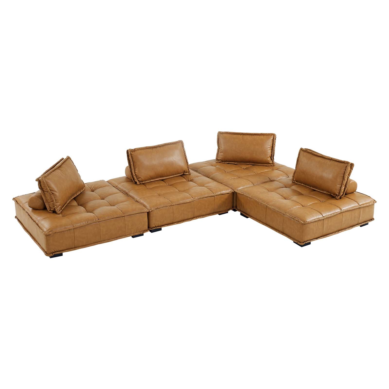 Modway Saunter Tufted Vegan Leather Vegan Leather 4-Piece Sectional Sofa | Sofas | Modishstore-2