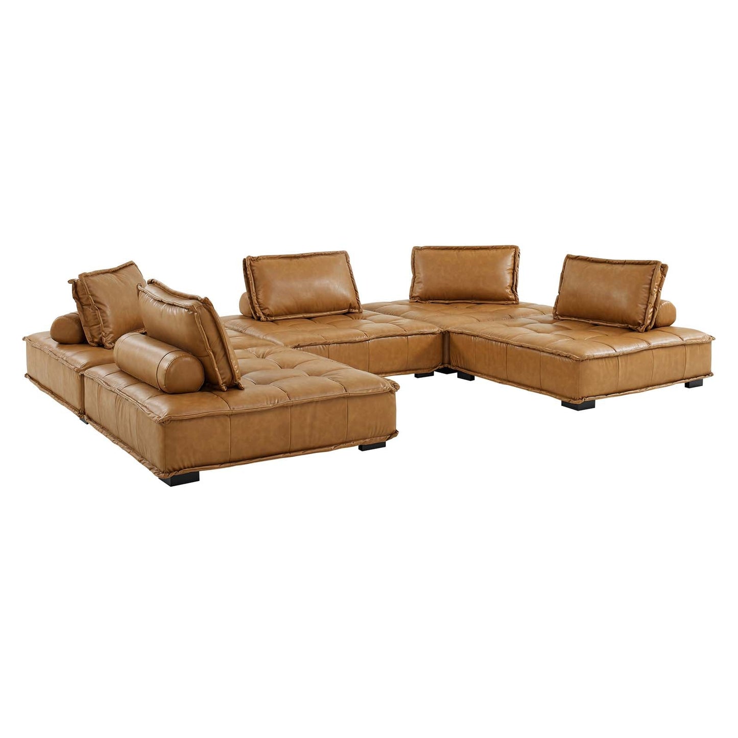Modway Saunter Tufted Vegan Leather Vegan Leather 5-Piece Sectional Sofa | Sofas | Modishstore-2