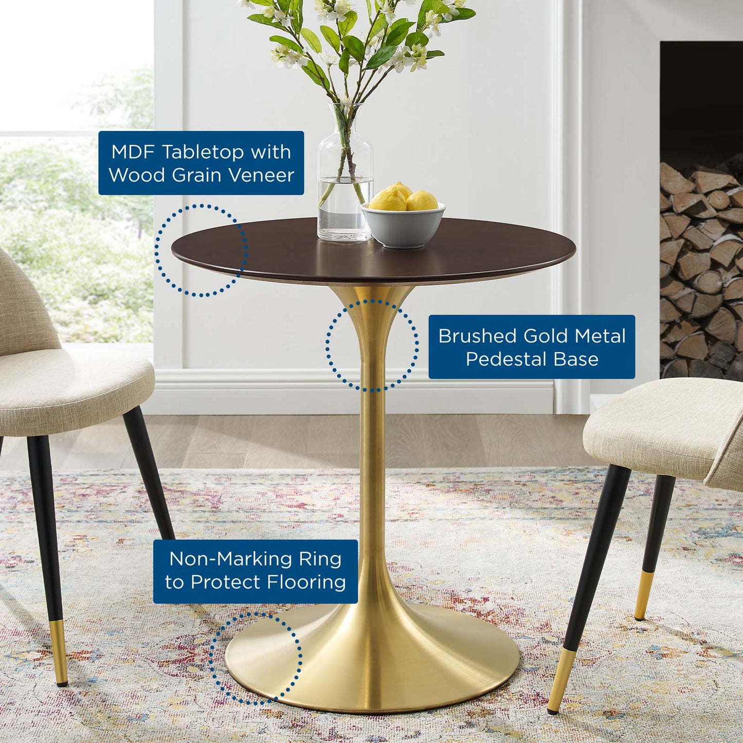 Modway Lippa 28" Wood Dining Table | Dining Tables | Modishstore-5