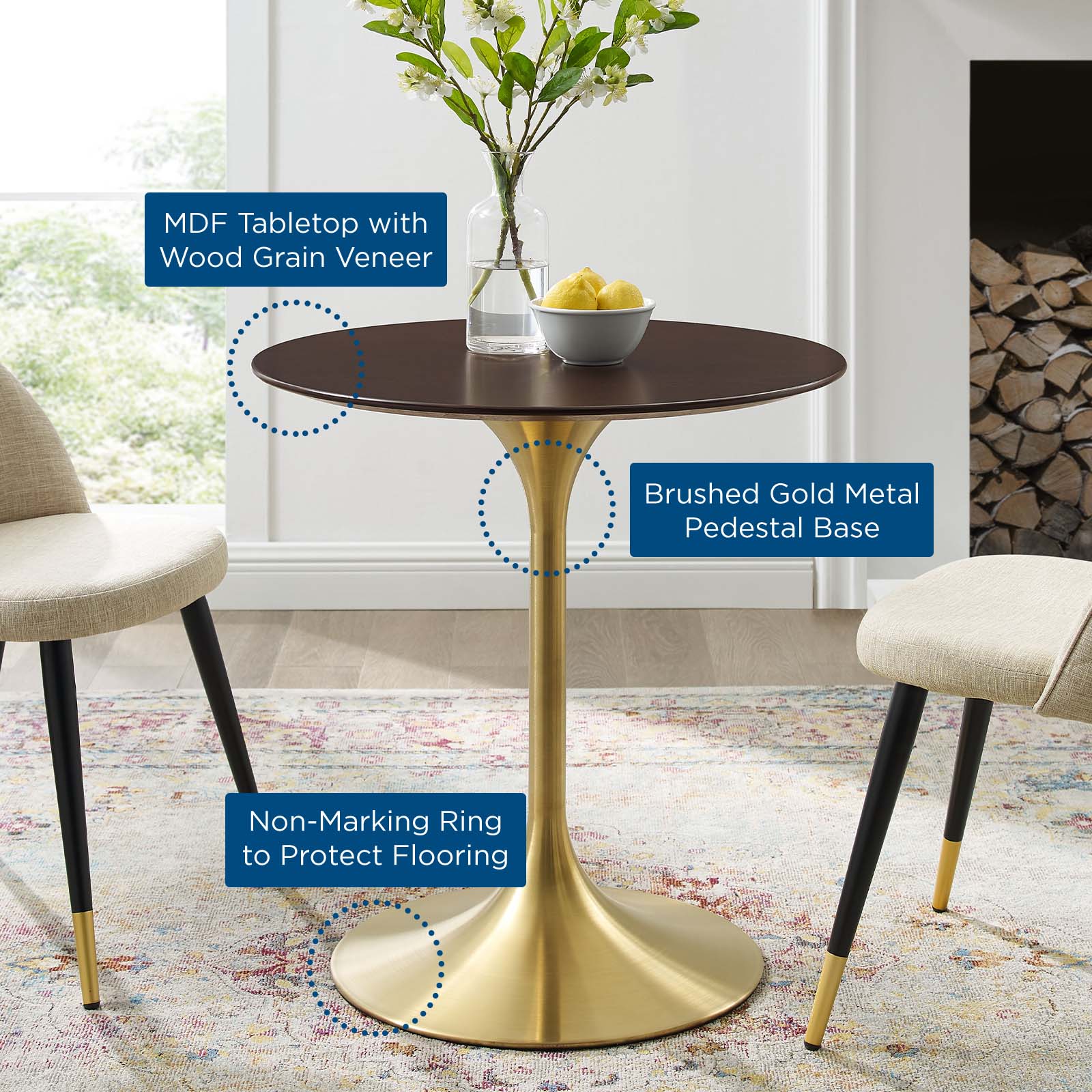 Modway Lippa 28" Wood Dining Table | Dining Tables | Modishstore-5