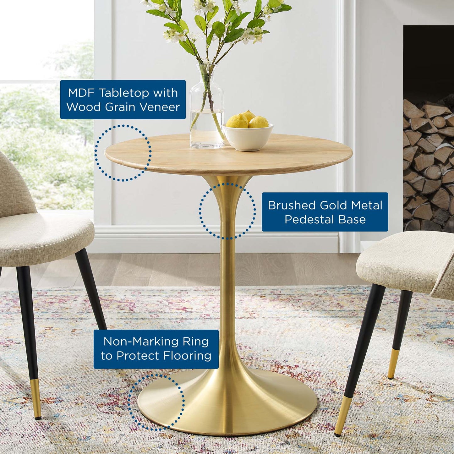 Modway Lippa 28" Wood Dining Table | Dining Tables | Modishstore-5