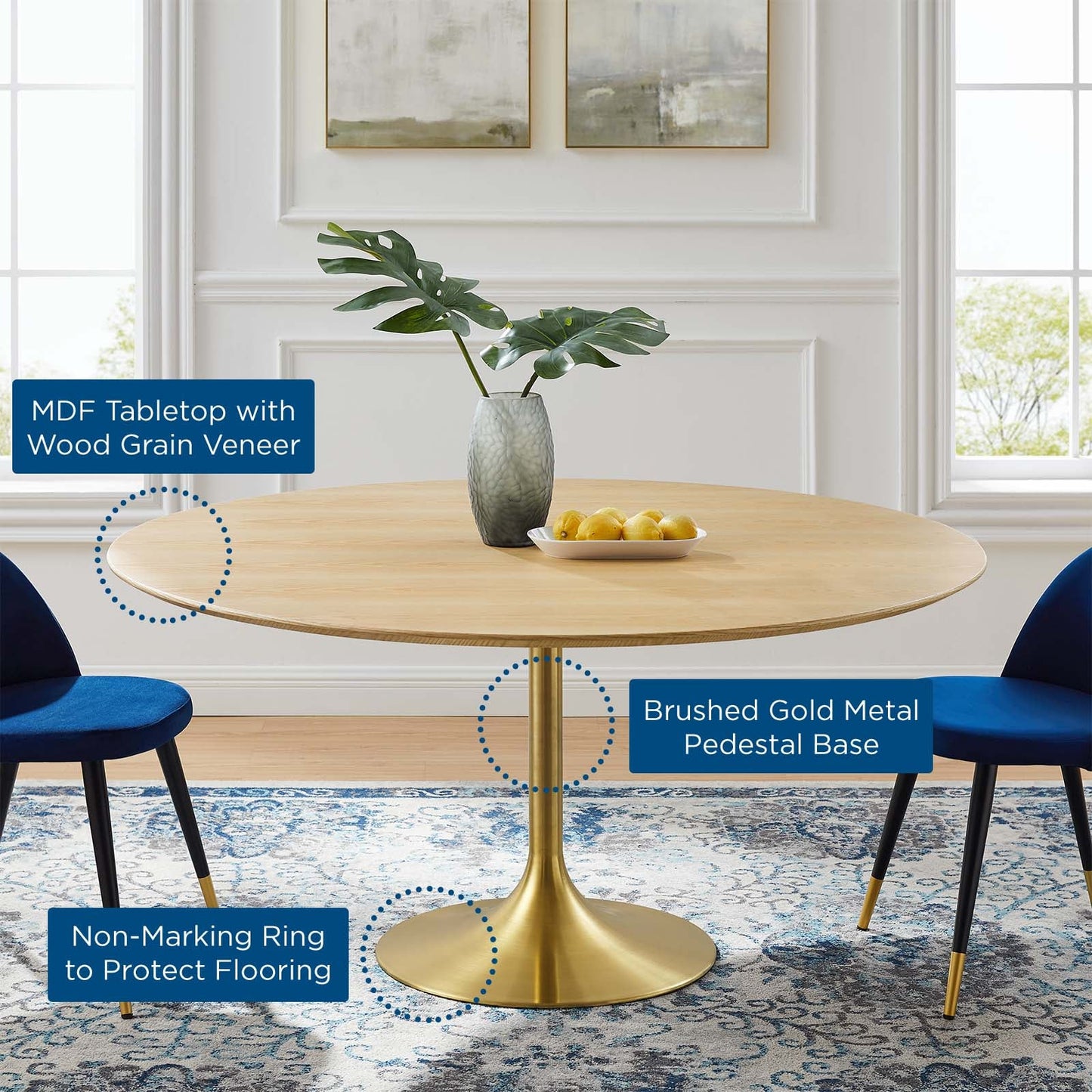 Modway Lippa 60" Wood Dining Table | Dining Tables | Modishstore-5