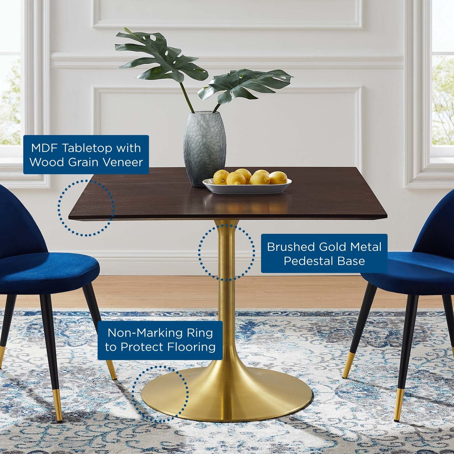 Modway Lippa 40" Square Wood Dining Table | Dining Tables | Modishstore-5