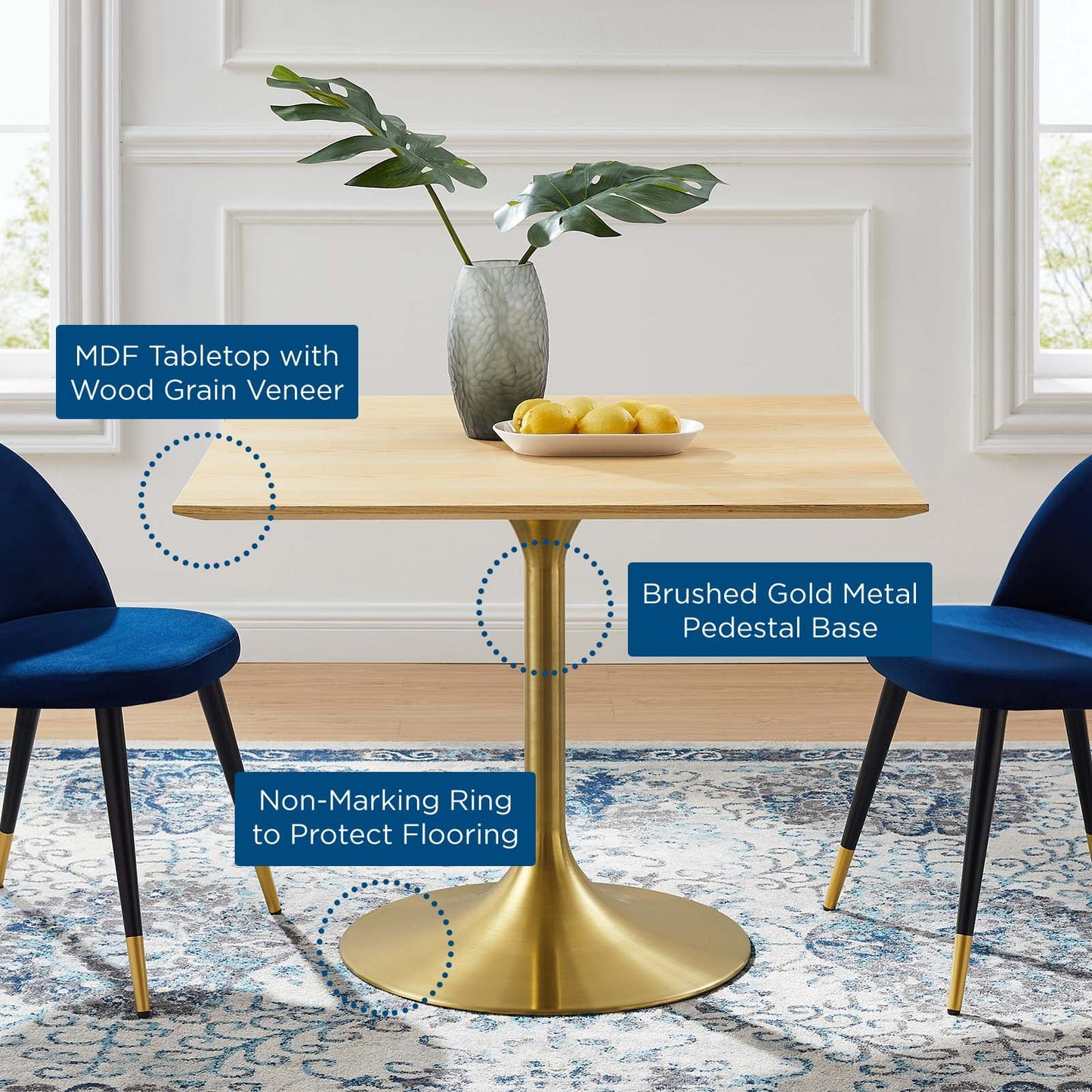 Modway Lippa 40" Square Wood Dining Table | Dining Tables | Modishstore-5