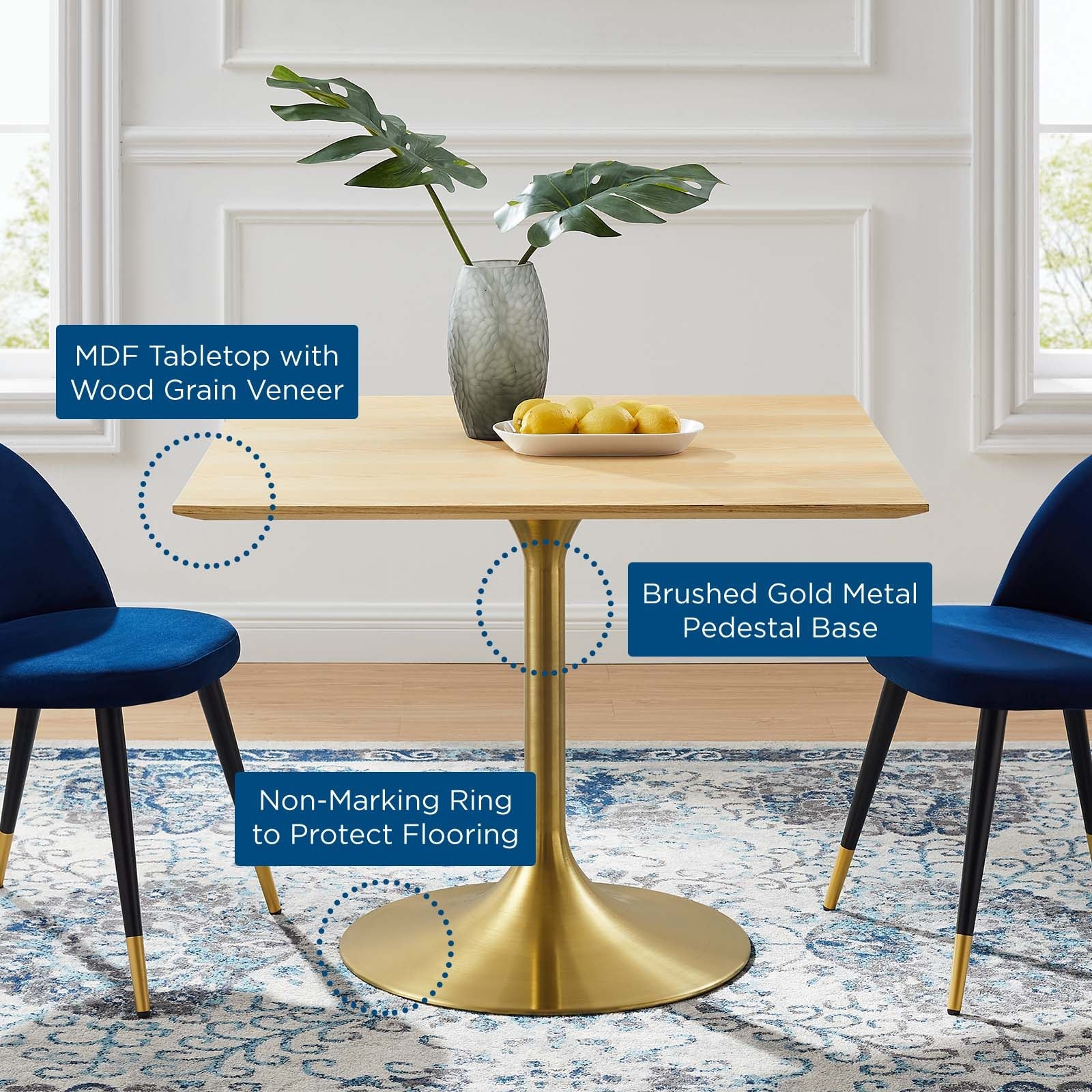 Modway Lippa 40" Square Wood Dining Table | Dining Tables | Modishstore-5