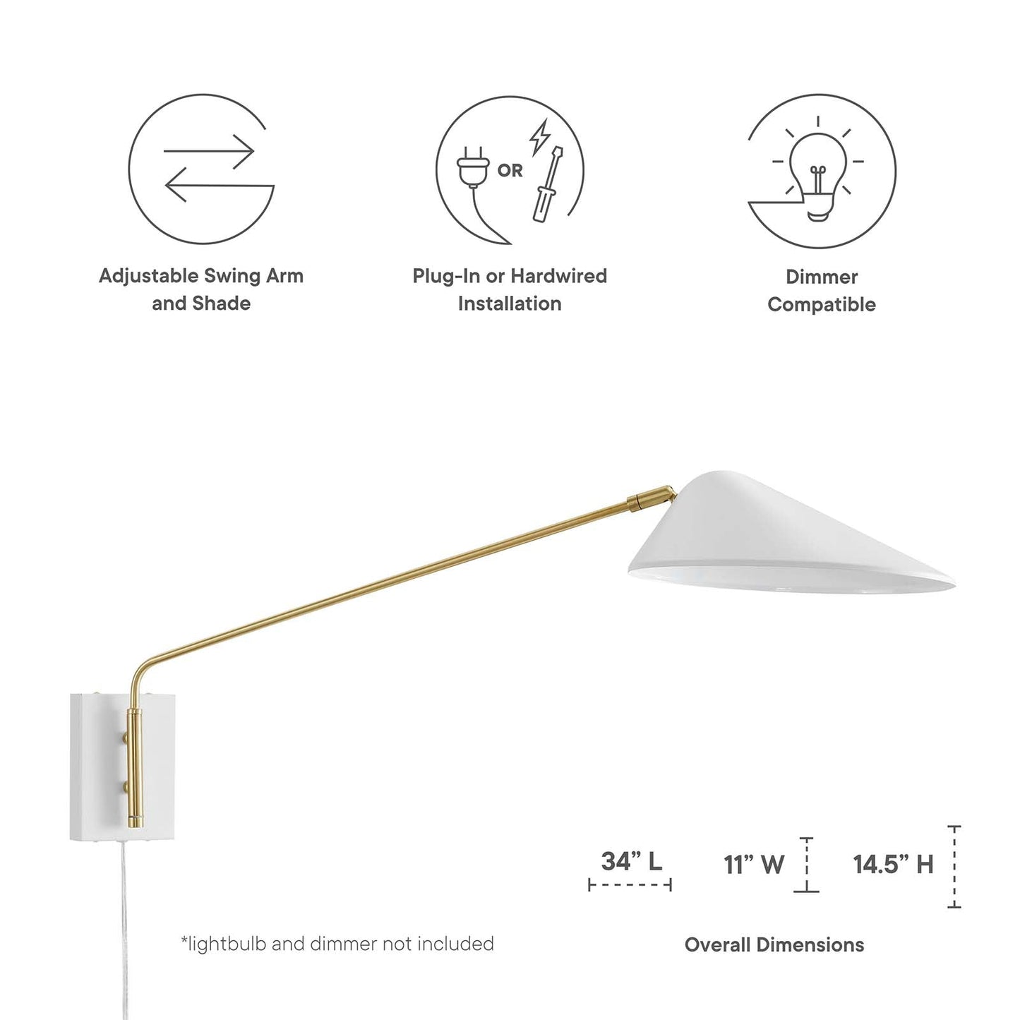 Modway Journey 24" Swing Arm Wall Sconce | Wall Lamps | Modishstore-14