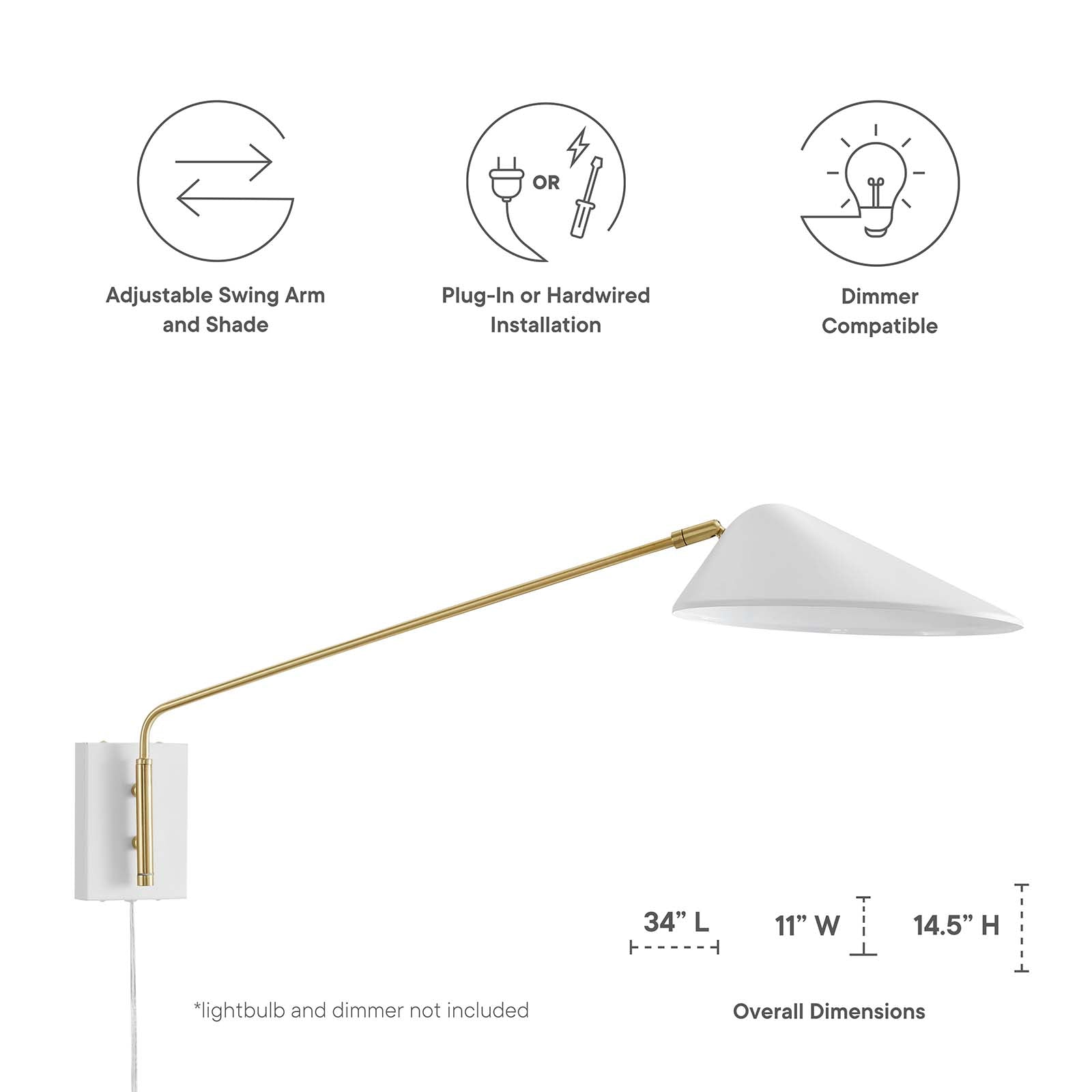 Modway Journey 24" Swing Arm Wall Sconce | Wall Lamps | Modishstore-14
