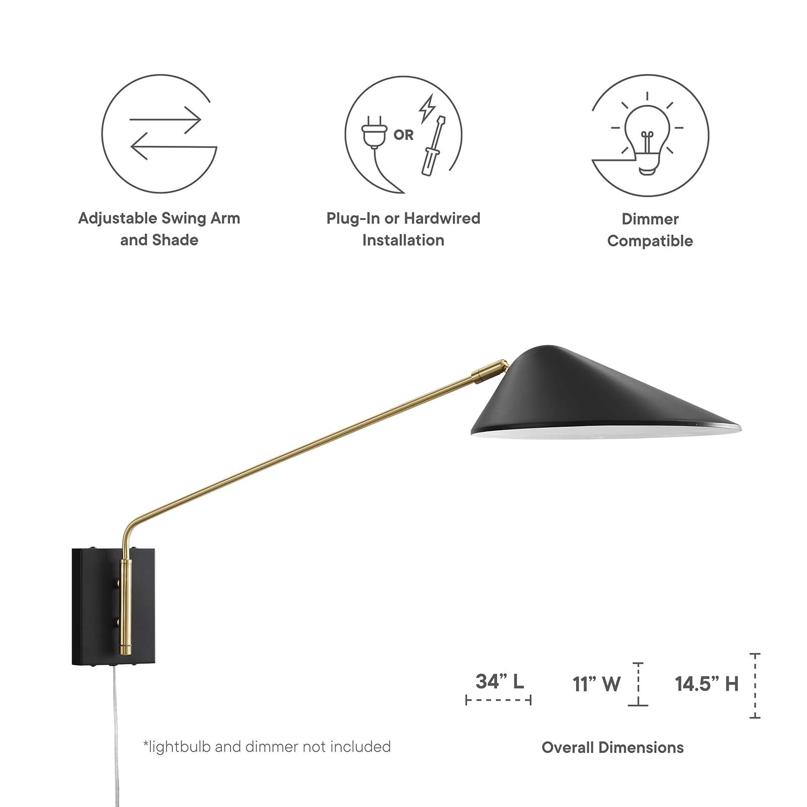 Modway Journey 24" Swing Arm Wall Sconce | Wall Lamps | Modishstore-7