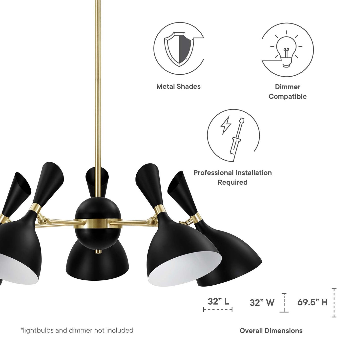 Modway Declare 5-Light 6" Arm Pendant | Pendant Lamps | 