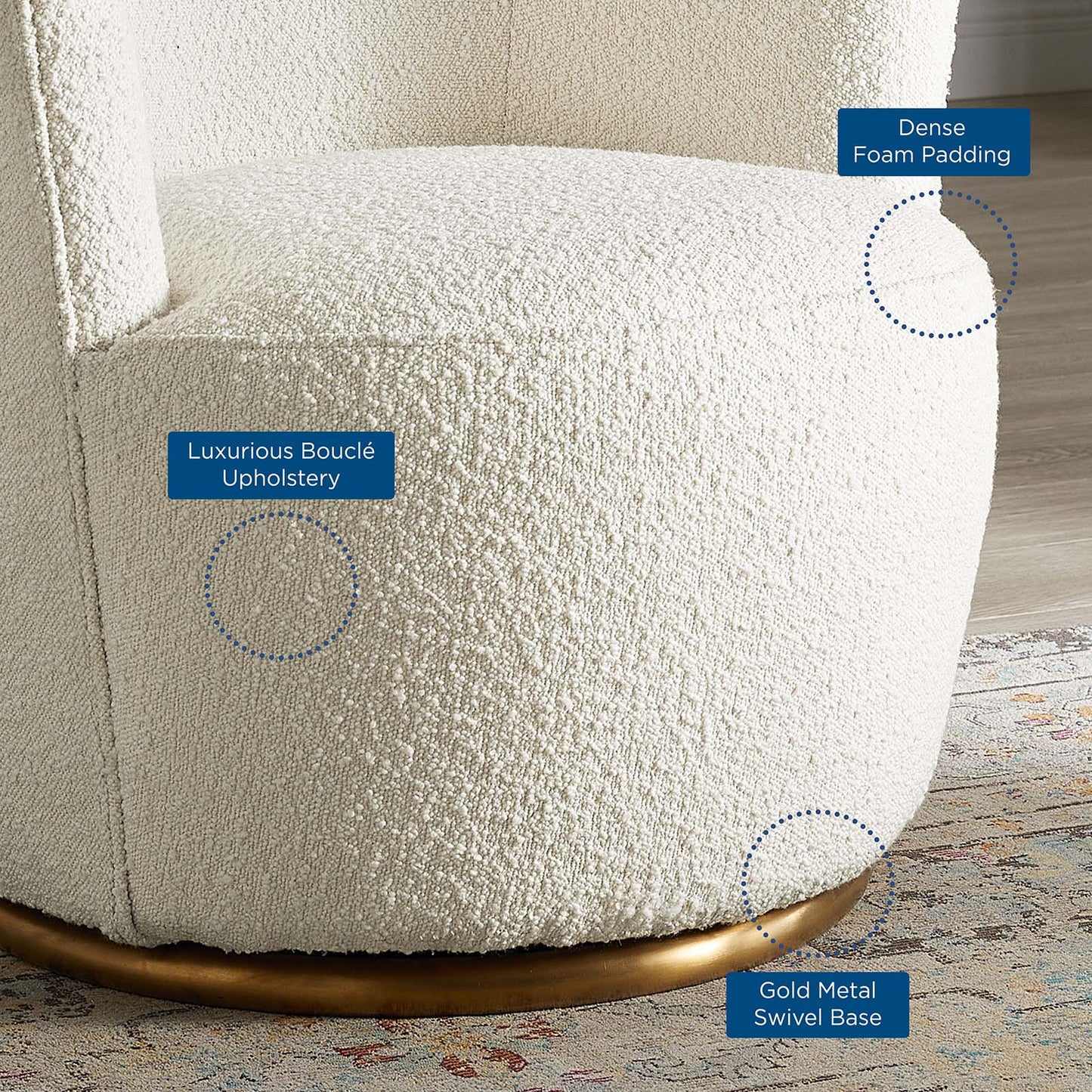 Nora Boucle Upholstered Swivel Chair By Modway | Armchairs | Modishstore-7